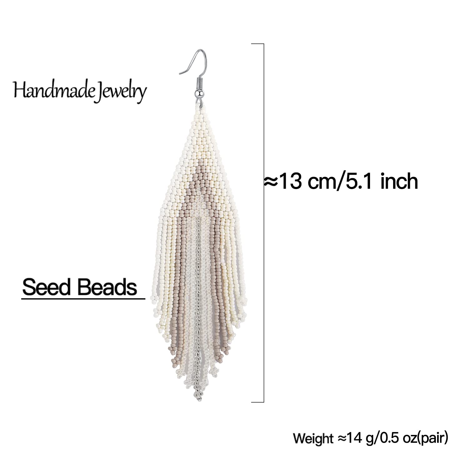 Pendientes largos bohemios con borlas grandes y con cuentas, hechos a mano, estilo bohemio, con flecos grandes para mujer