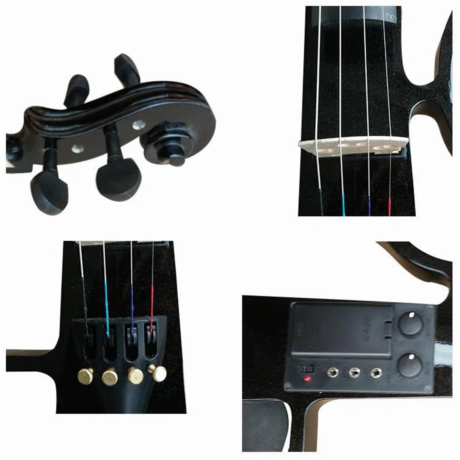 Violino Violino Acustico Elettrico | Misura 4/4 – Adatto ai principianti(Black 4-4)