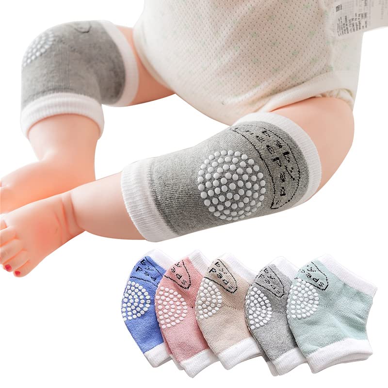 5Pack Baby Boy Girl Leg Warmer Non-Slip Safety Knee Pads Protector Anti Slip Cotton Elbow Cushion for Infant Toddler 0-3 Years