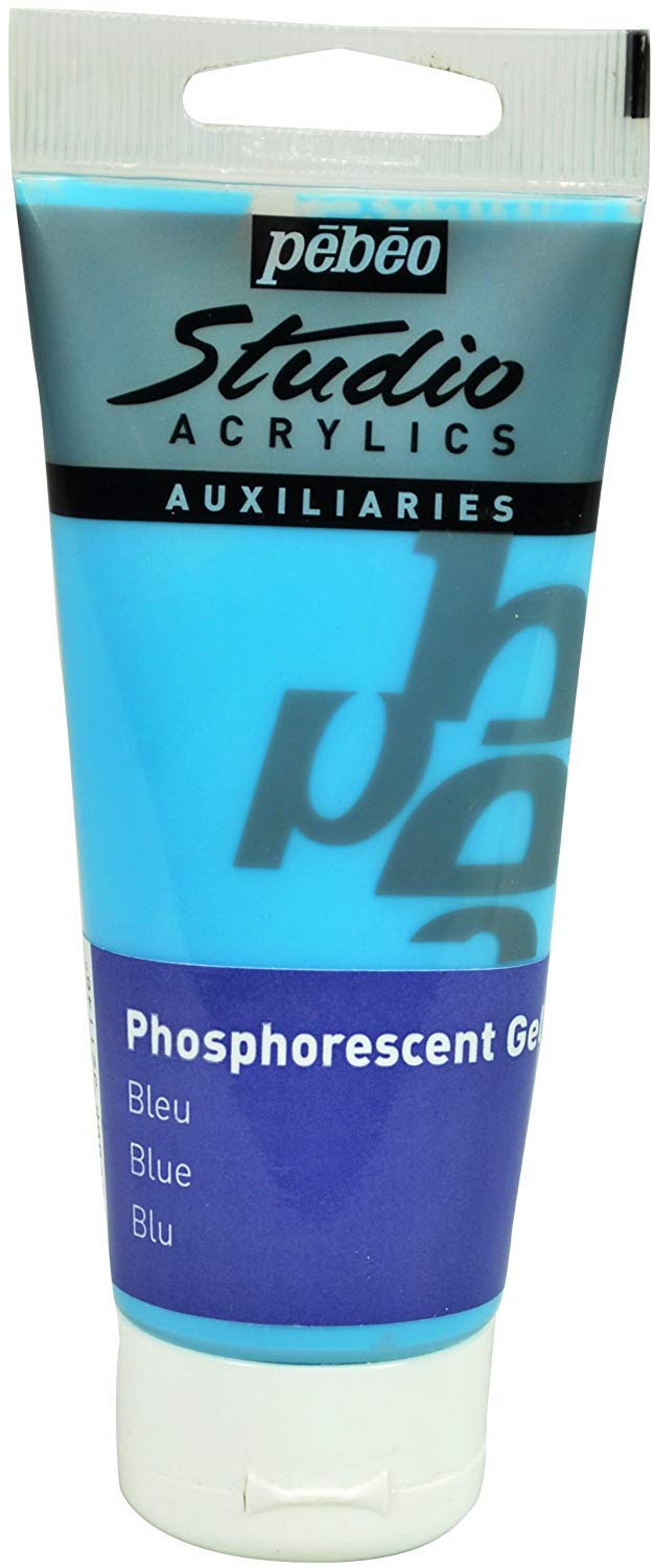 Acrylic Fine Studio Acrylics - Phosphorescent Gel Blue - 100ml/3.38oz (832114) Tube | Glow in the Dark Acrylic Medium for Artists & Crafts