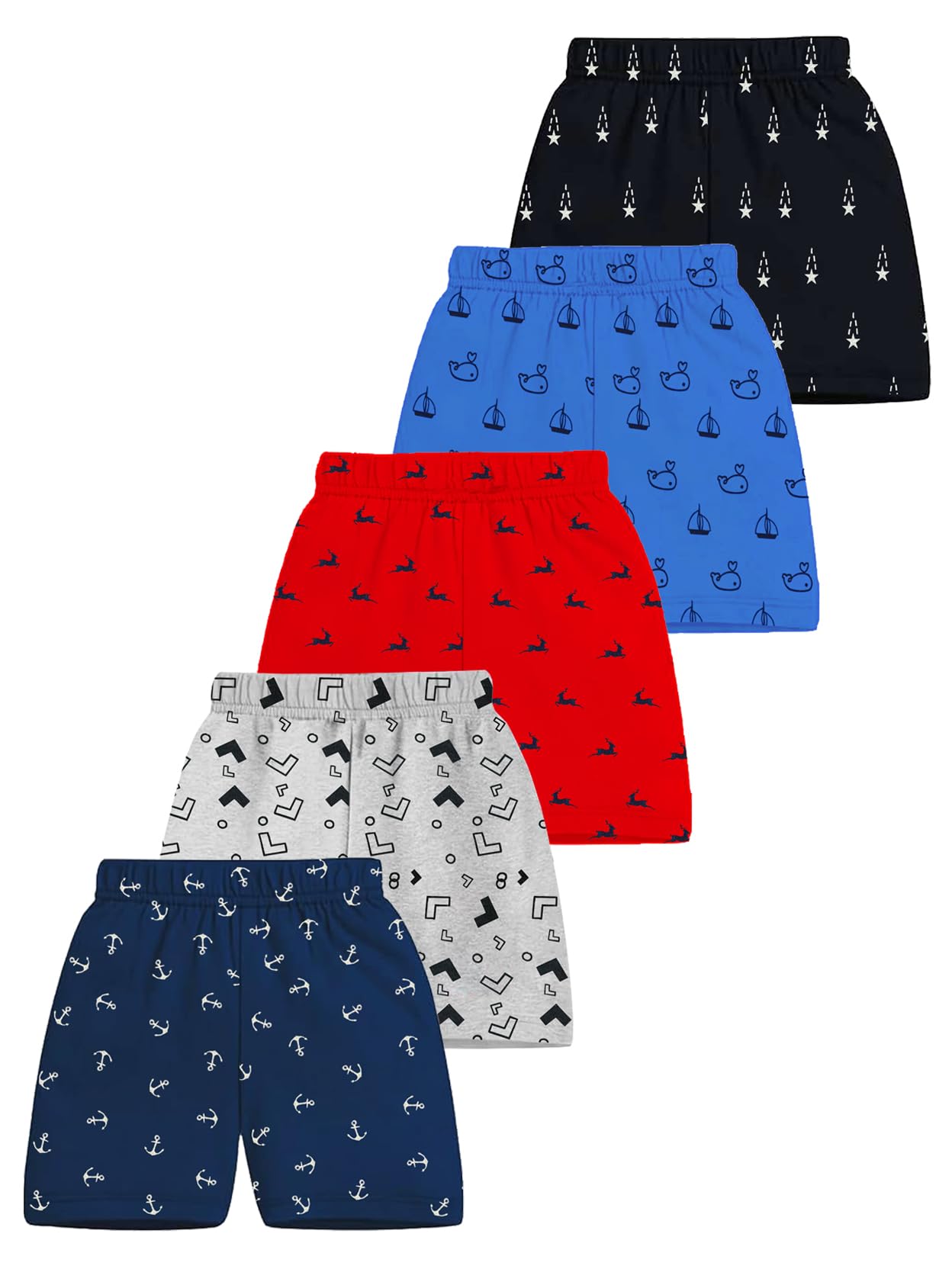 Kuchipoo Boys & Girls Regular Shorts (Pack of 5)