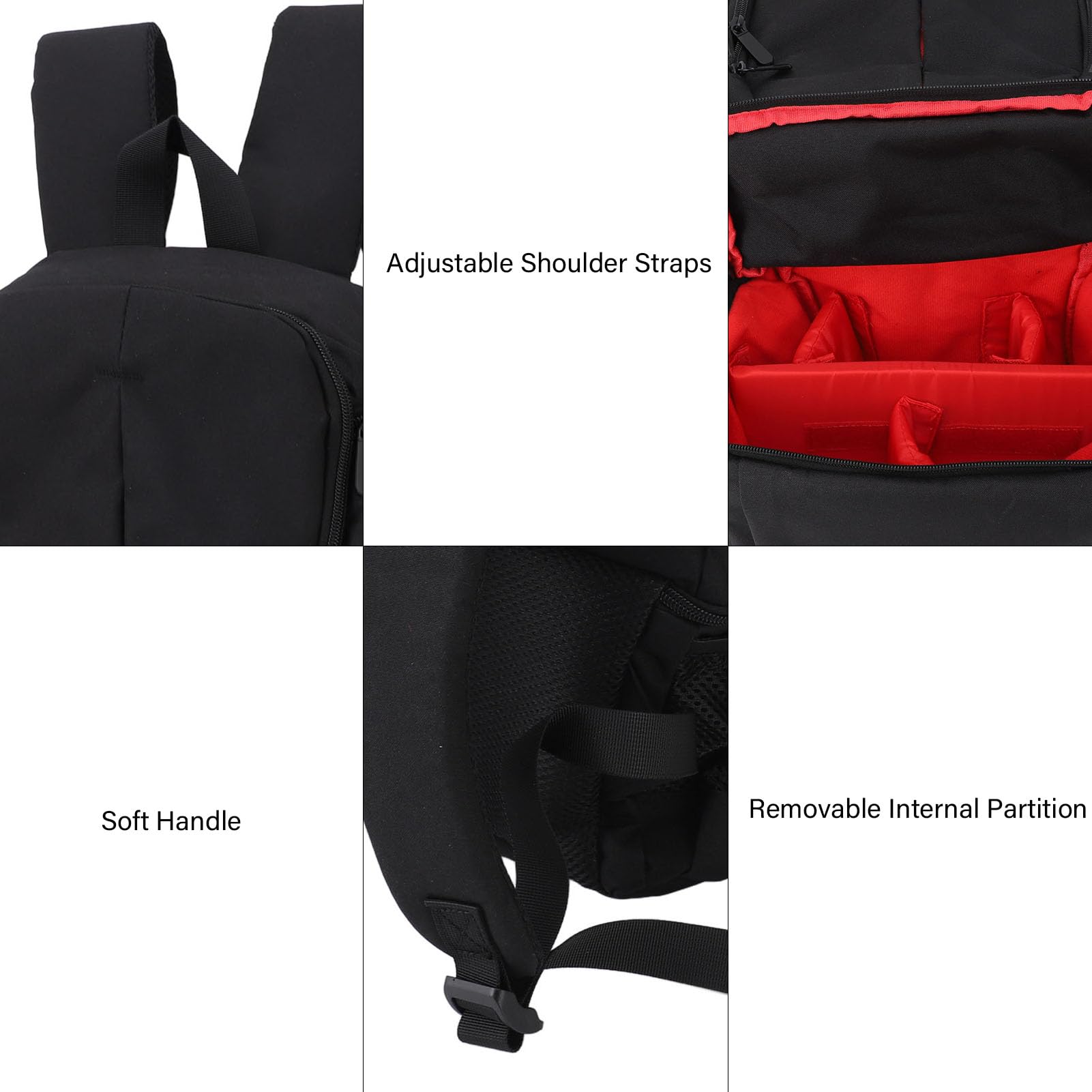 Zaino per fotocamera da viaggio Borsa a doppia spalla EVA per fotocamere reflex mirrorless fotografia (negro)