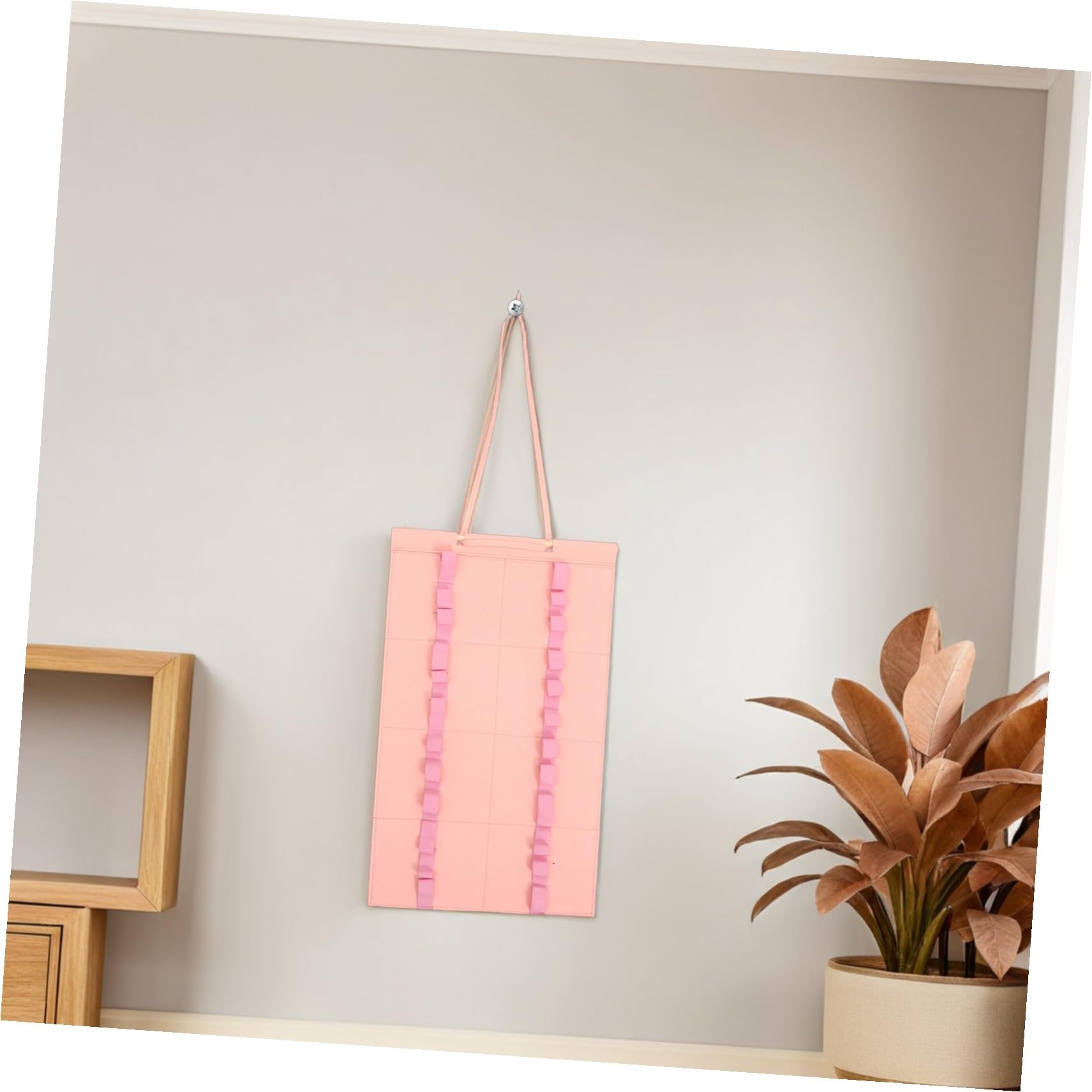 Organizador de Baquetas Plegable de Fieltro Rosa, 2 Piezas | Soporte Colgante Portátil, Estructura Plegable, Guarda hasta 12 Cinturones para Casa y Práctica