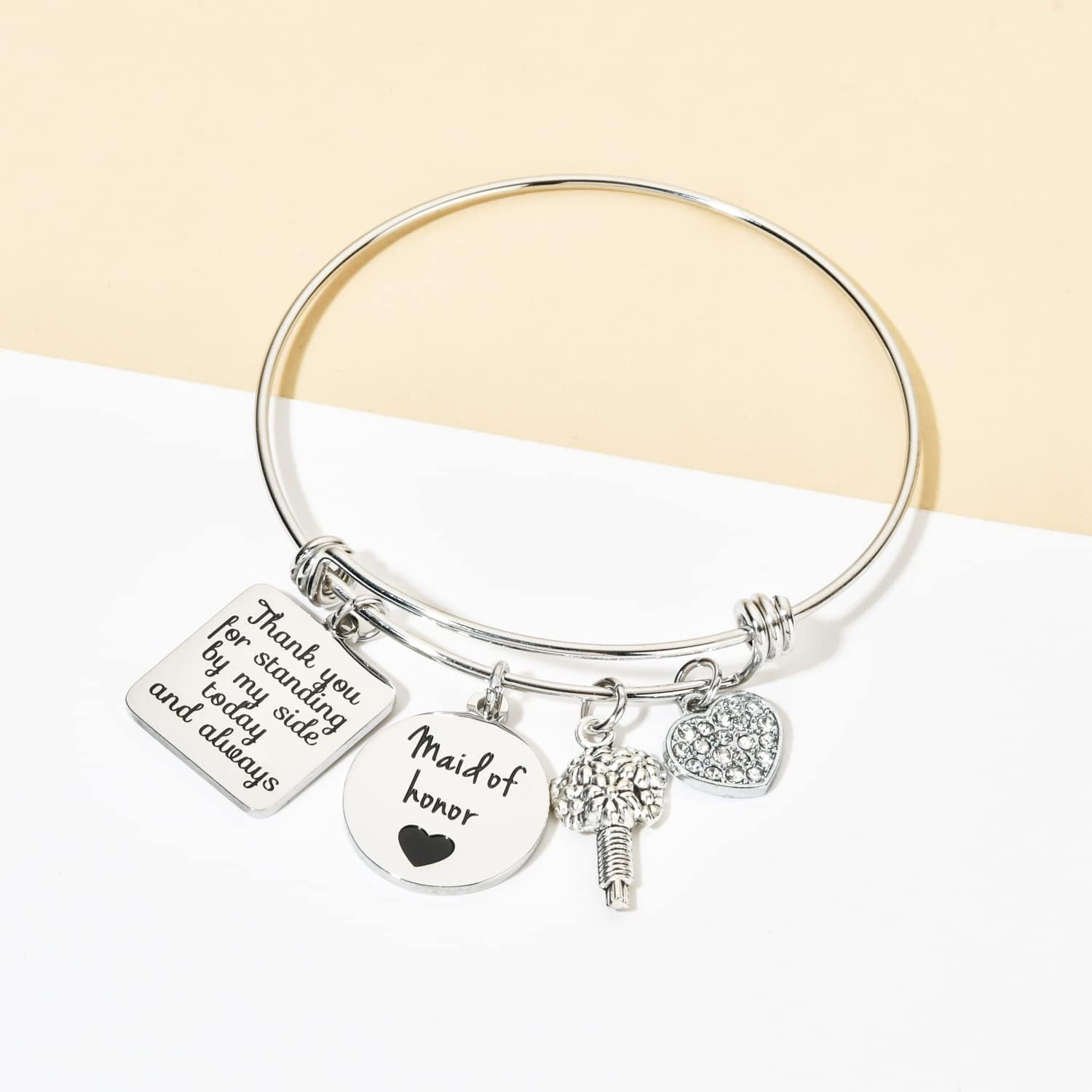 Wedding Gift for Bridesmaid Maid of Honor Flower Girl Bride to Be Sister Mother of The Bride Thank You Gift from Bride and Groom Thank You for Standing by My Side Bracelets Gifts - Image 5