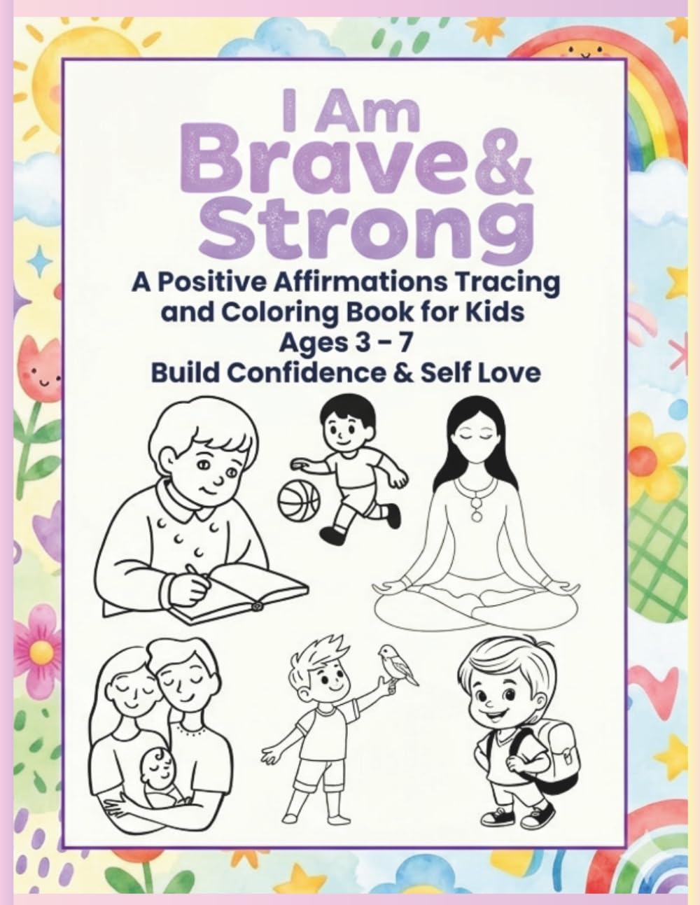 I Am Brave and Strong: A Positive Affirmations Tracing and Coloring Book for Kids