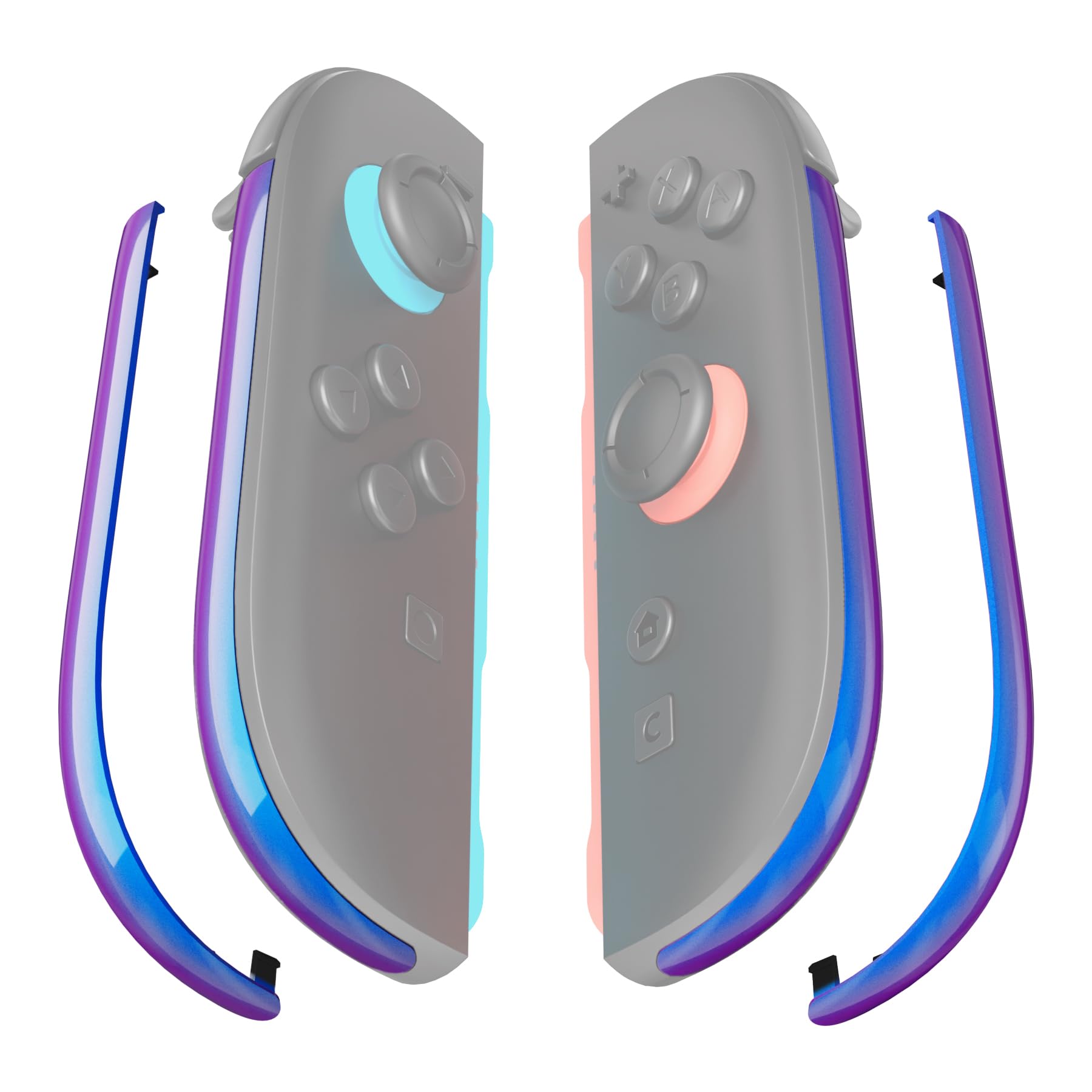 eXtremeRate Replacement Decorative Strips for Joycon 2, Custom DIY Decoration Strip Side Housing Trim Shell with Prying Stick for Nintendo Switch 2 Controller - Chameleon Purple Blue