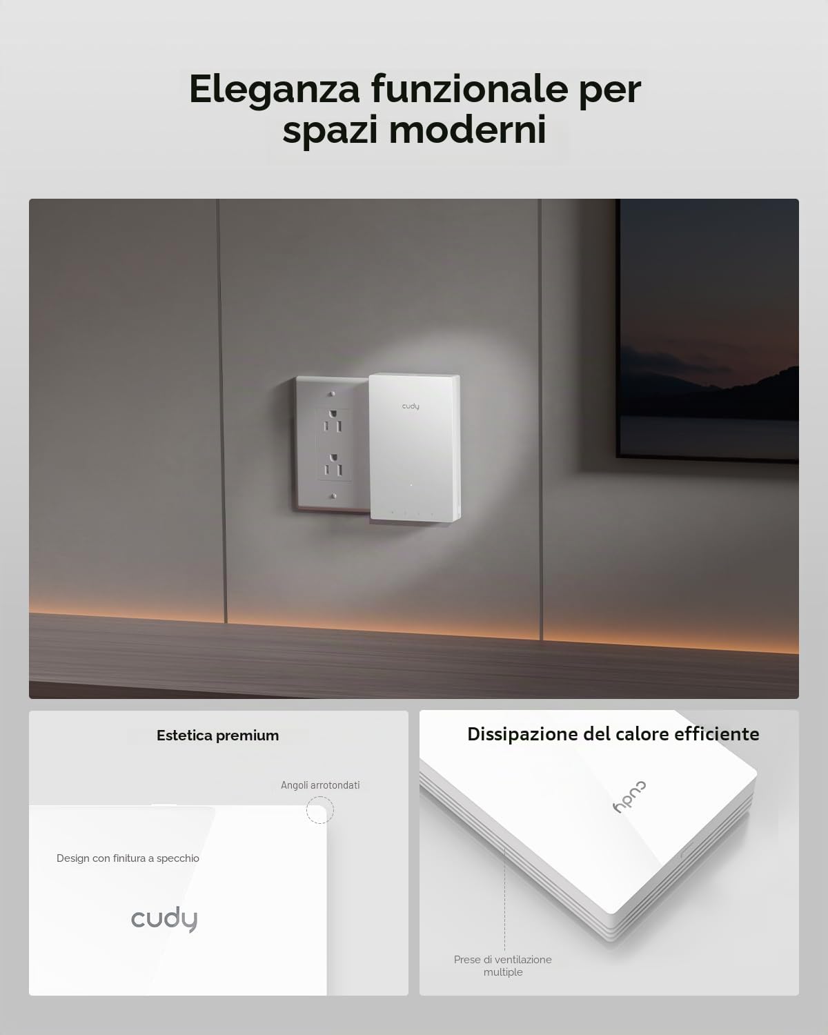 Cudy WiFi 6 AX3000 Access Point da Parete/In-Wall Wireless Gigabit PoE, con OFDMA, MU-MIMO, Beamforming, App Cudy e Configurazione Web AP3000 Wall