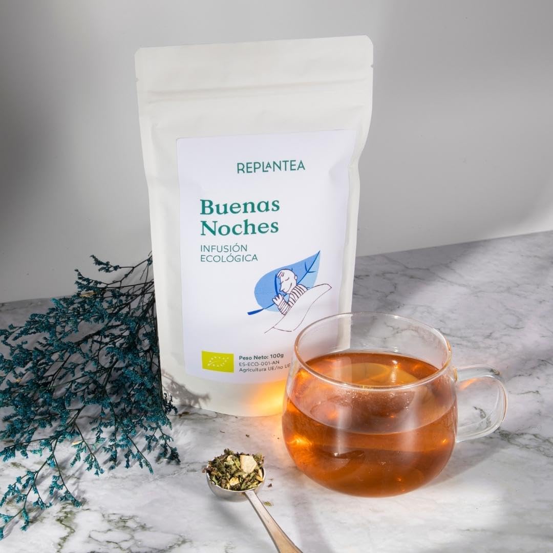 INFUSION PARA DORMIR Buenas Noches 100% Ecológica 100g (50 Tazas) | INFUSION DE MELISA con Hinojo, Anís, Naranja Orgánicos REPLANTEA®