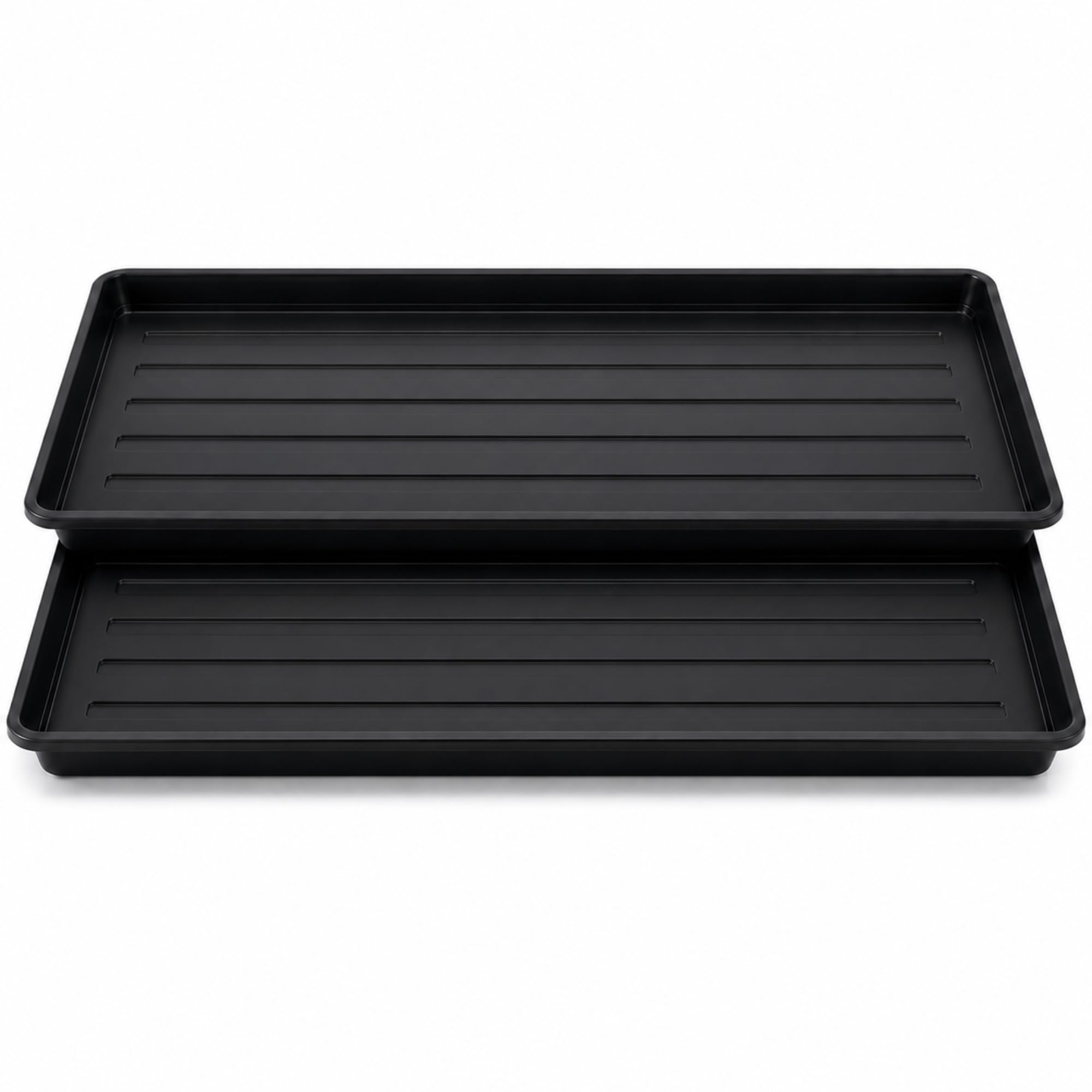 W-Direct Grow Bag Tray 100cm (Black | 2 Pack) – Heavy Duty Plant Growbag Tray with Drainage Channels, Reusable Garden Tray for Greenhouse Pots & Vegetables