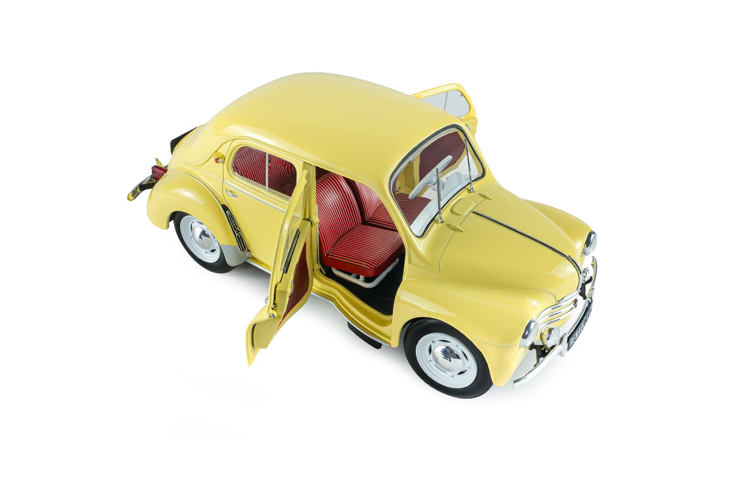 Solido Renault 4CV 1:18 Beige (Jaune Infante) | Detailgetreues Diecast Modellauto, französischer Kleinwagen-Klassiker mit runder Karosserie, Chromdetails