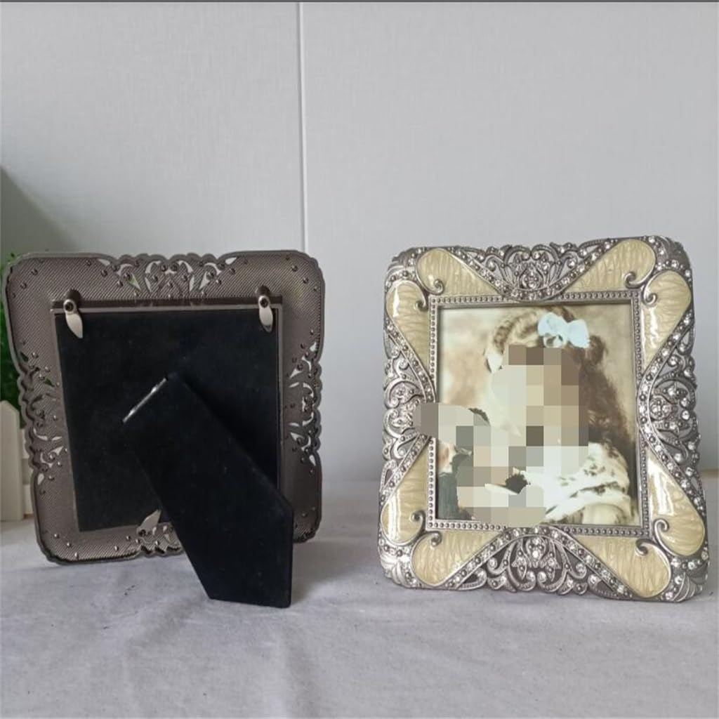 Ramka na zdjęcia w stylu vintage, Metalowa ramka na zdjęcia w stylu retro 4 cale komputer stacjonarny i ścianę(E)