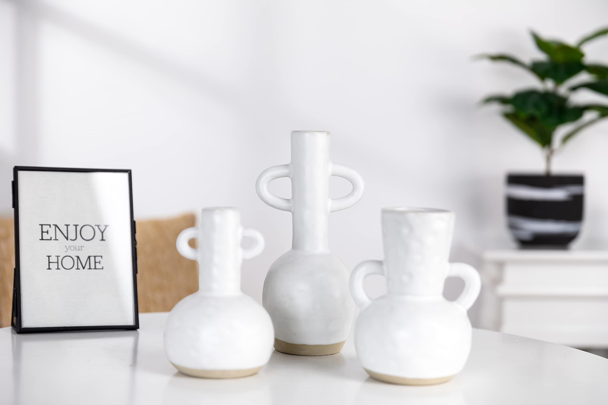 TERESA'S COLLECTIONS Grüne Keramikvase – 20 Cm Hoch, Mit Goldakzent, Für Deko & Blumen