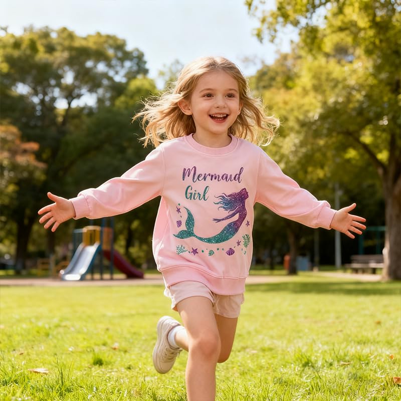 Image of Girls Cotton Crewneck Sweatshirt Size 2-10 Years Toddler Girls Kid Graphic Shirts