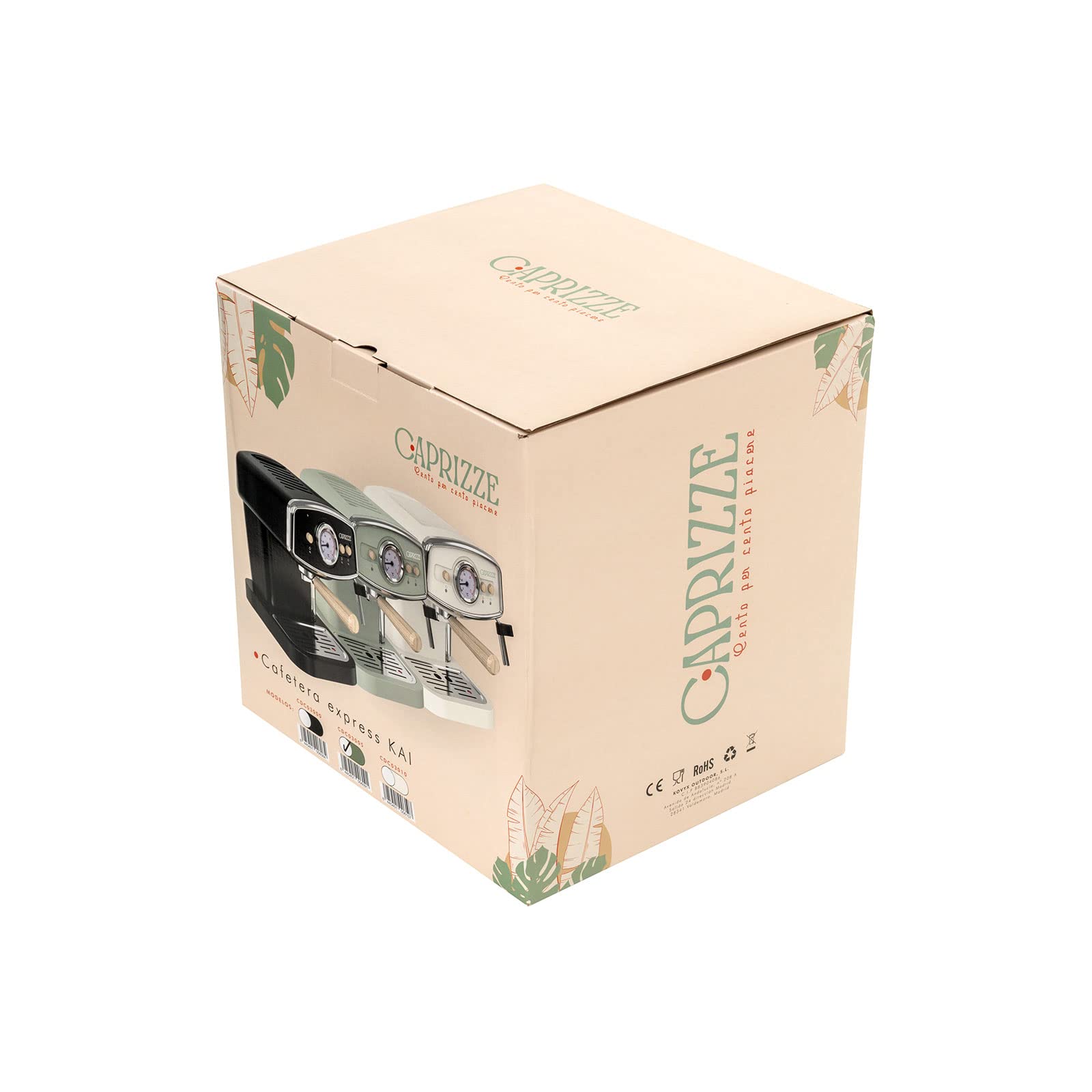 Cafetera Express Semiautomática Caprizze Kai 1050 W 15 Bares Capacidad para 5 Tazas de Café con Vaporizador Color Verde Mate