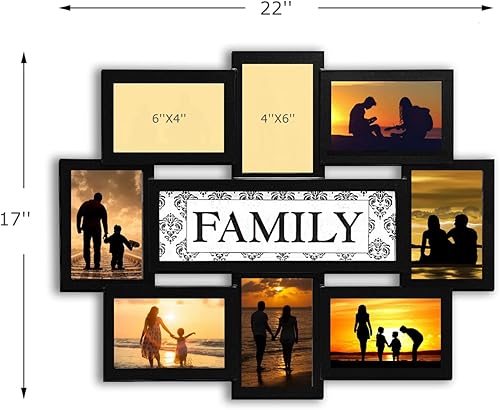 Vista 58 de J.M.Deco Marcos de fotos de collage de 8 aperturas para decoración de pared, marco de fotos de 4 x 6 pulgadas con decoración de árbol, marco