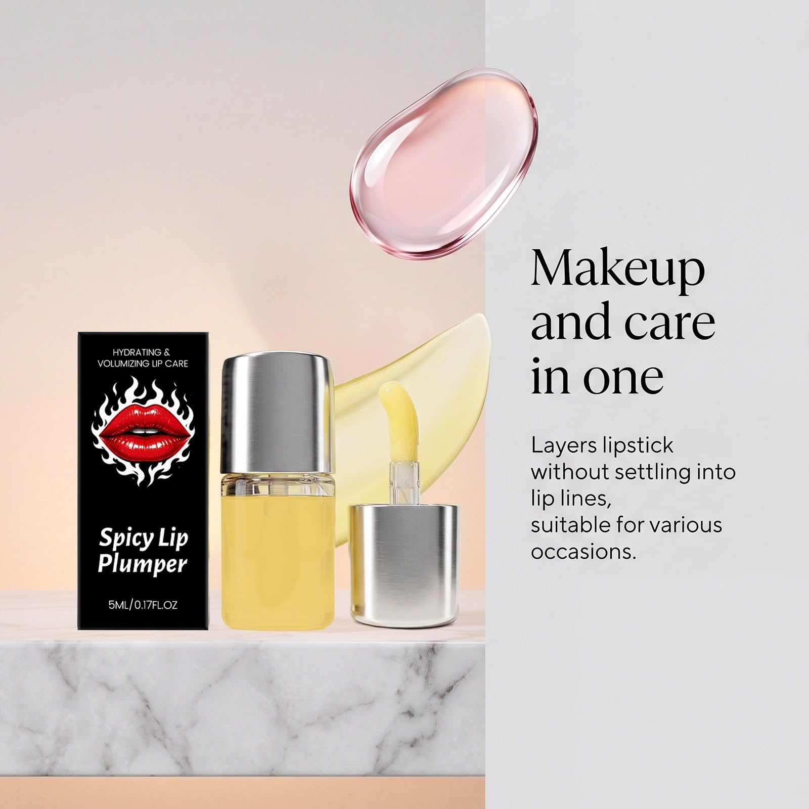 Lip Volume Serum 5 ml, Hydrating Gloss for Soft, Fuller-Looking Lips