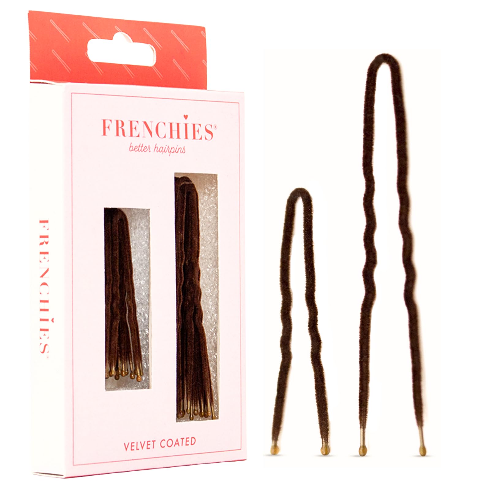 Frenchies Ultra Flocked Extra Soft French Twist Hair Pins: The French Hair Pins for Buns, Updo Hairstyles, Hair Extensions + Wigs - 20 Count Brown