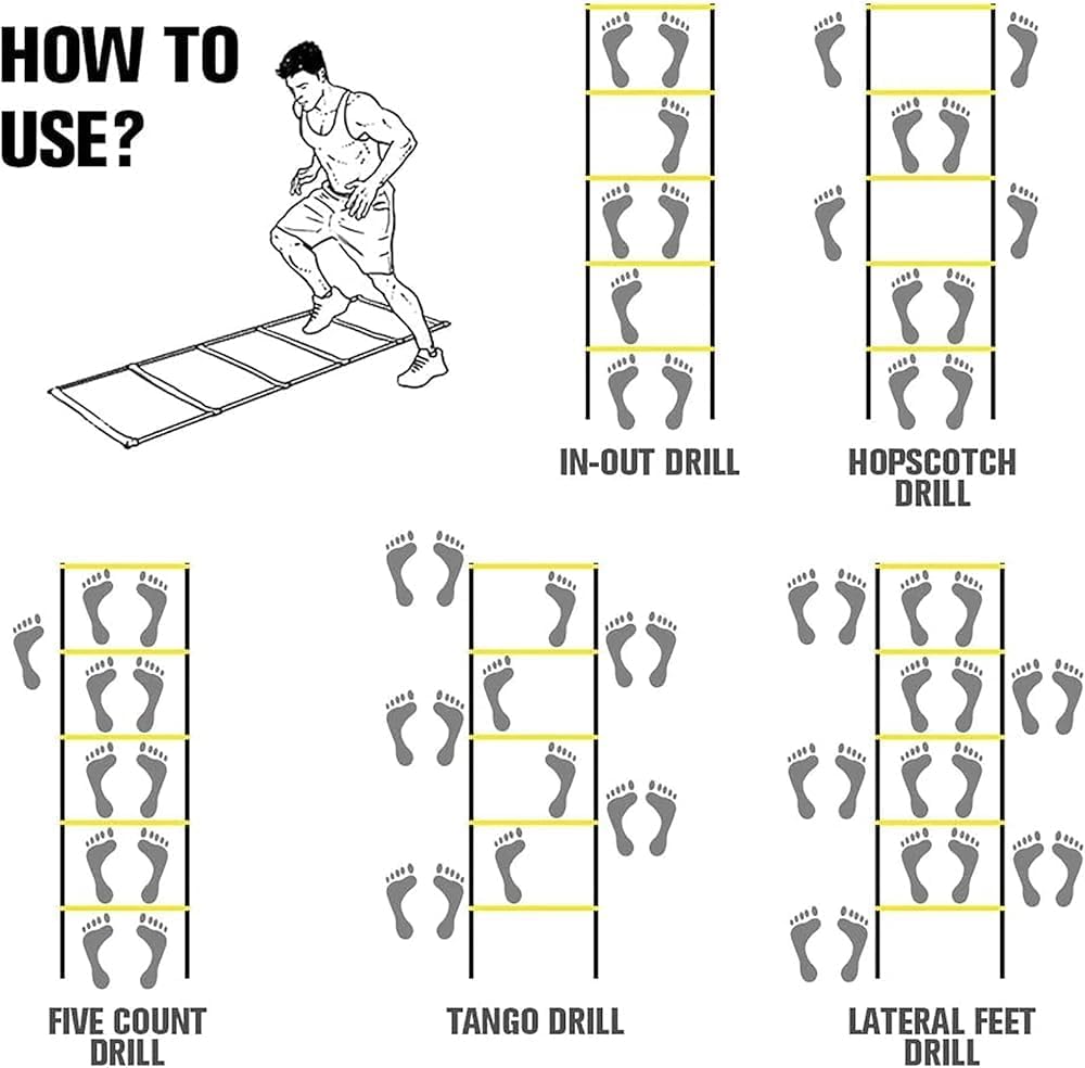 Fixed Agility Ladder for Athletic Training Ideal for Football Speed Drills, Home Gym Workouts | Enhance Footwork & Sports Performance