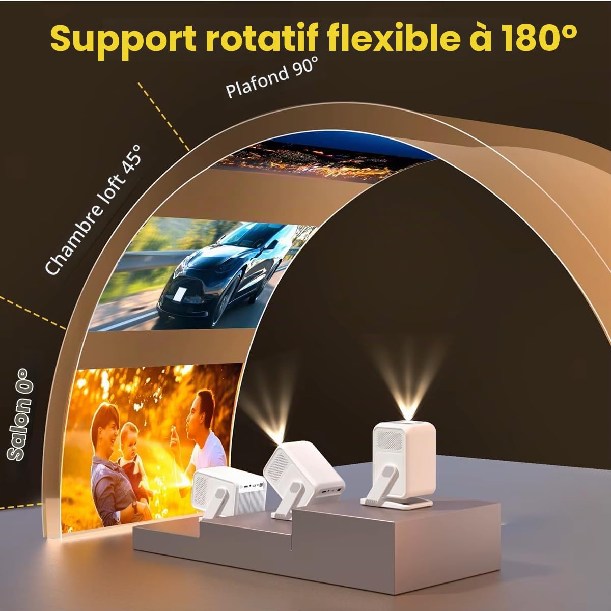 Mini projecteur HY310X 4K Full HD 1080p 420ANSI Android 14, Mise au Point Automatique, Correction Keystone, pour projecteur sur Pied de cinéma extérieur