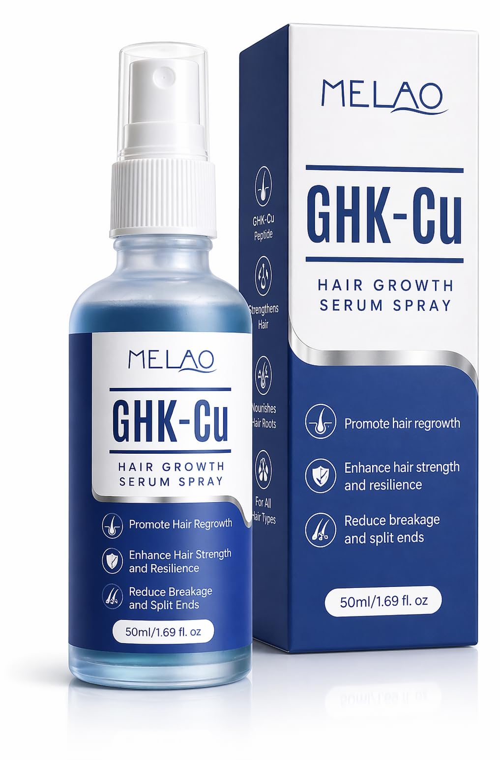 Sérum Capillaire GHK-Cu au Peptide de Cuivre, Spray Cuir Chevelu 50 ml, Soin Fortifiant et Hydratant pour Cheveux Fins, Secs ou Clairsemés
