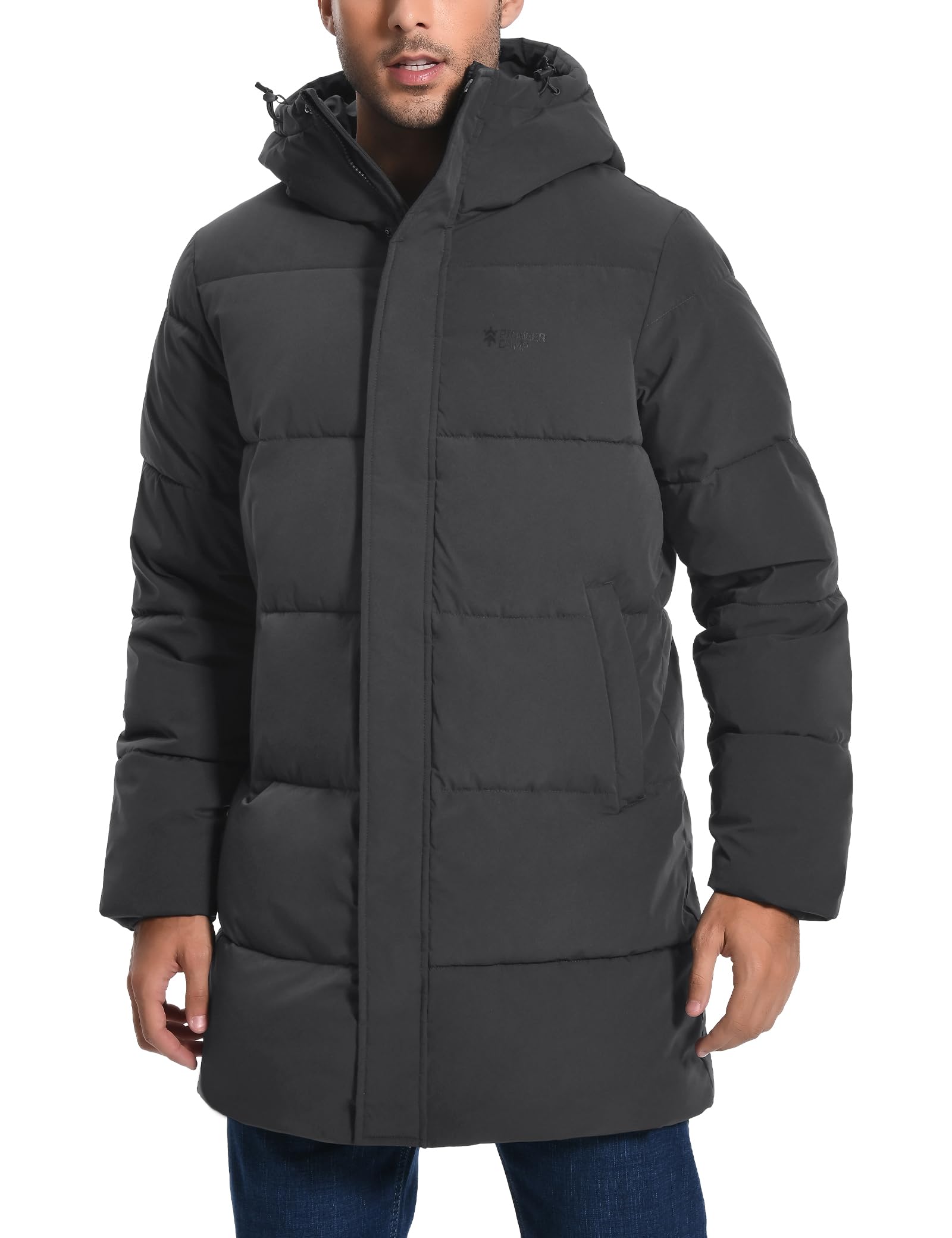 Pioneer Camp Giacca invernale da uomo, lunga, antivento, impermeabile, calda, invernale, parka con cappuccio
