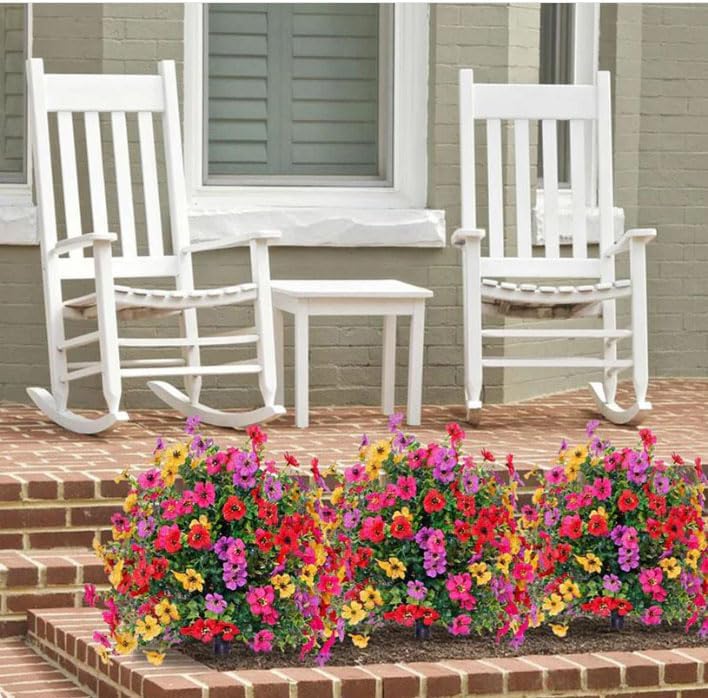 23in Outdoor/Indoor UV Resistant & Waterproof Artificial Flower Decor, No-Fade Outdoor Hanging Flowers, Artificial Violet for OutdoorIndoor Garden Home Decoration (2pcs-e)