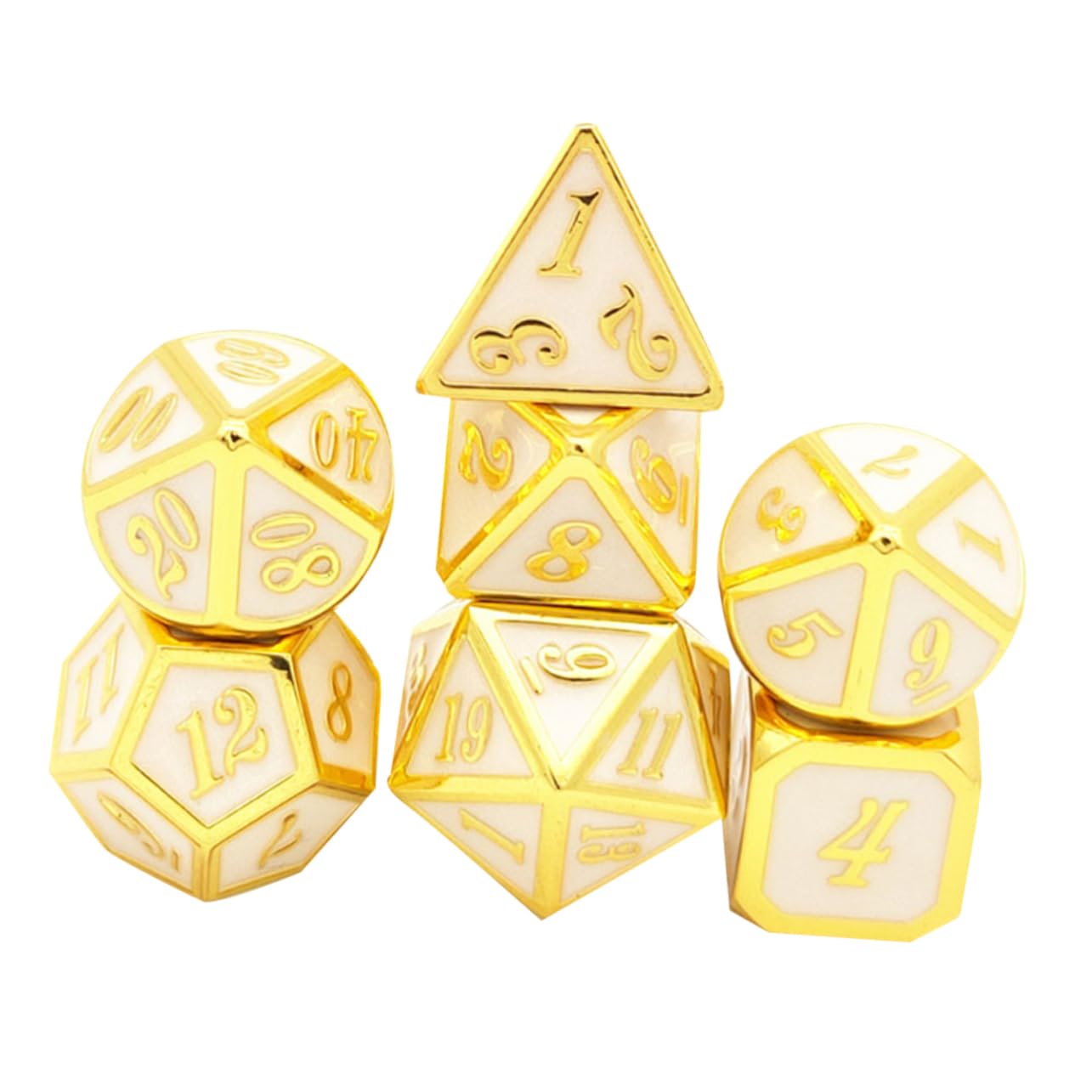 Abaodam Set de Dés Polyédriques Chiffres Clairs Lot de 7 en Alliage de Zinc pour Jeux de Société et Soirées