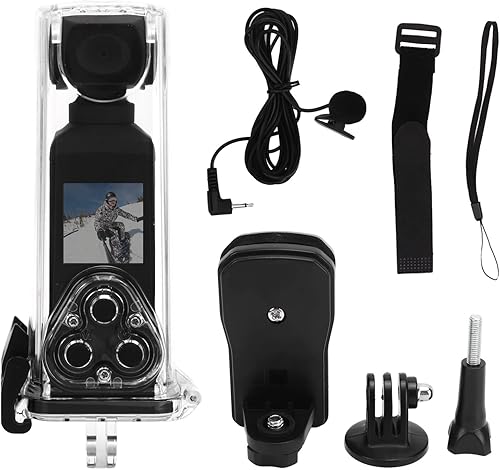 Miniatura 8 de Cámara de acción de mano, videocámara de bolsillo con WiFi 4K HD giratoria de 270 para filmar videos de vlog de viaje, con clip de micrófono, funda