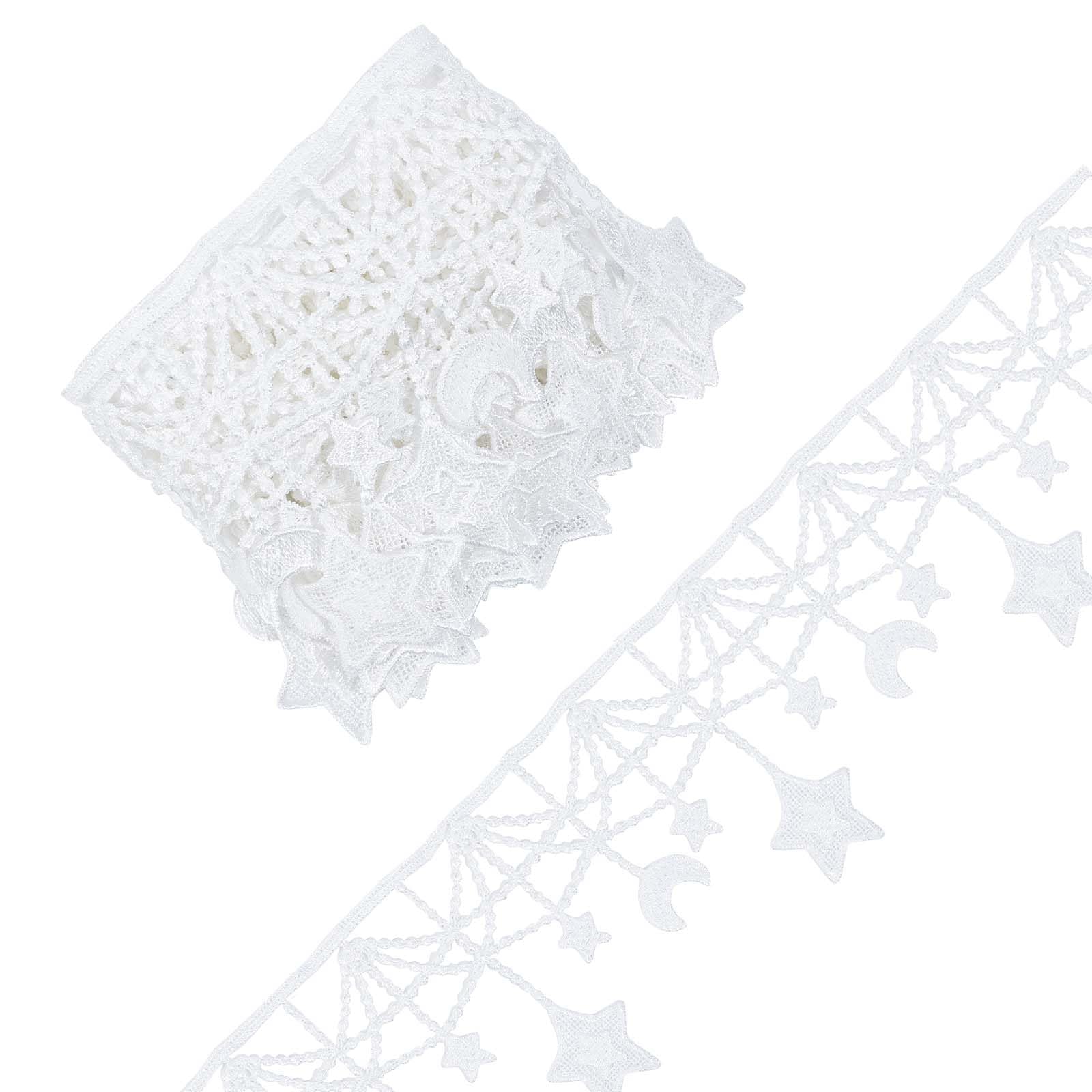 Ruban Dentelle Florale FINGERINSPIRE 4.6m - Broderie 3D Perles Rose Organza