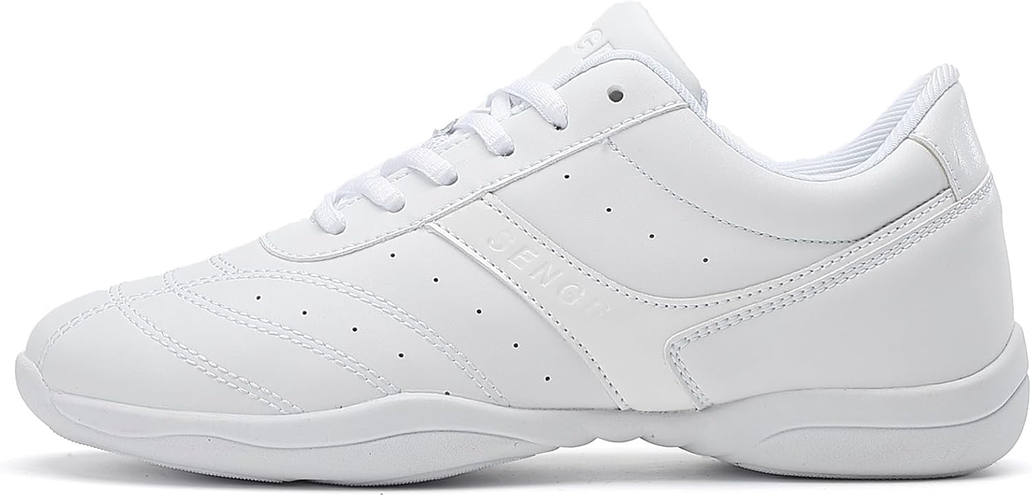 WUIWUIYU Boys Girls White Lace-up School Cheer Shoes Chearleading Dancing Sports Shoe Sneakers