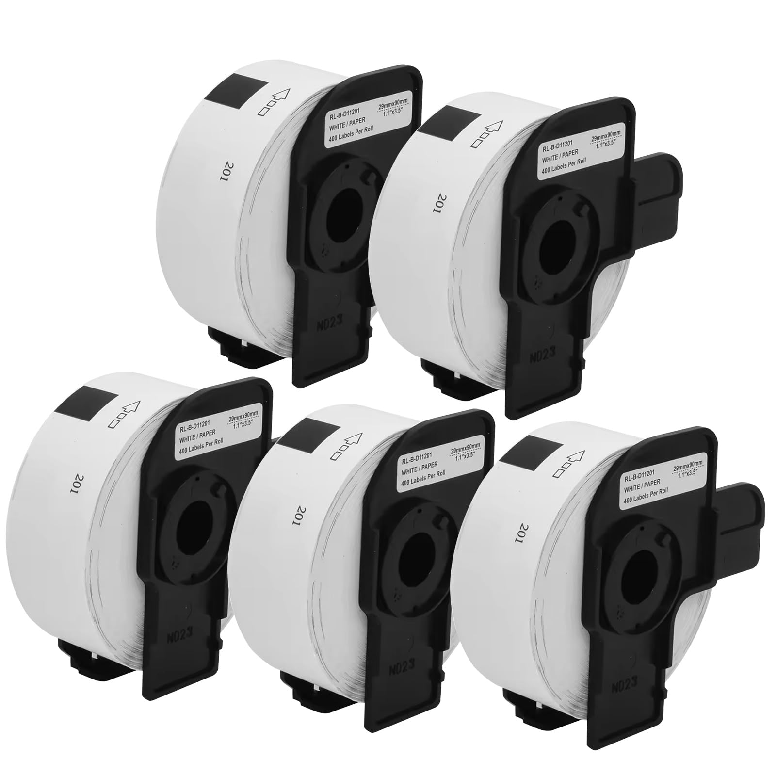 BJTR 5 Rolls DK-11201 Labels 29mm(W) x 90mm(L) 2000 Labels, Standard Address White Sticker Labels Compatible with Brother QL-500 550 570 700 710W 720NW 800 810W 820NWB 1050 1110NWB Label Printers