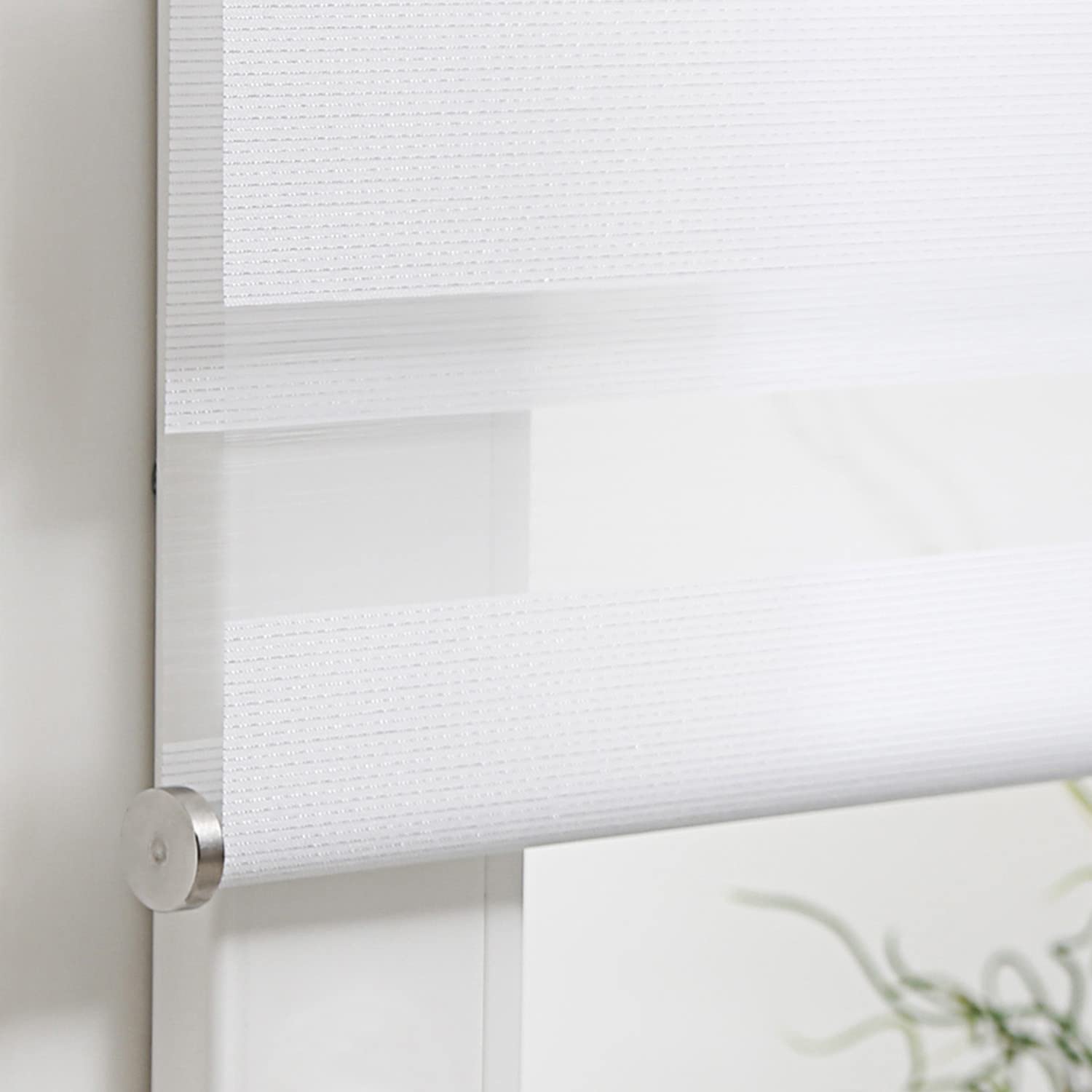 MADECOSTORE Store Enrouleur Jour Nuit texturé Lurex avec Coffre - Gamme Must - Blanc - L63 x H250cm