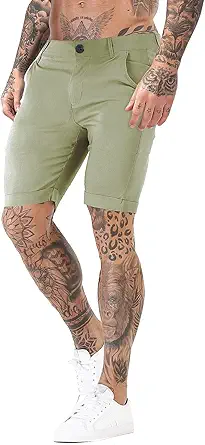 GINGTTO Mens Slim Fit Shorts 9" Inseam Stretch Chino Short Pants