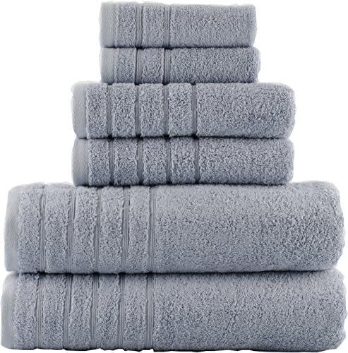 LUNASIDUS Vanessa Luxury Turkish Combed Cotton 6 Piece Towel Set, 700 GSM, Made in Turkey (Blue)