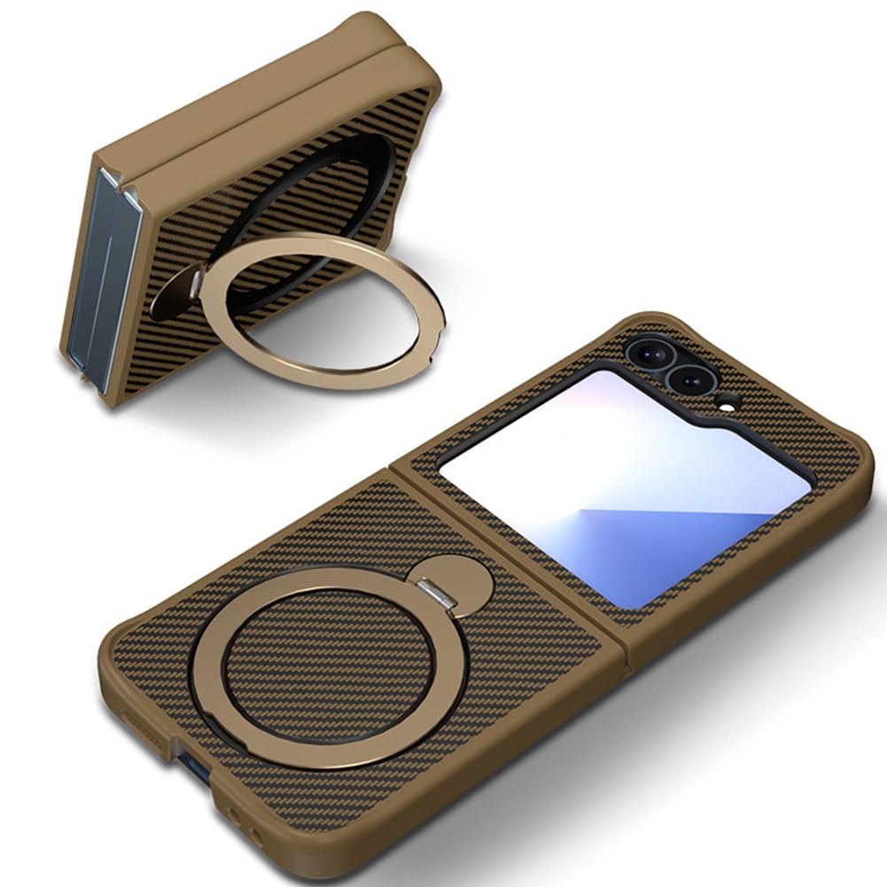 Noir,Flip 7, Étui pour Samsung Galaxy Z Flip 7, Mince Housse Magnétique Anneau Support Coque Rétro Anti Empreinte
