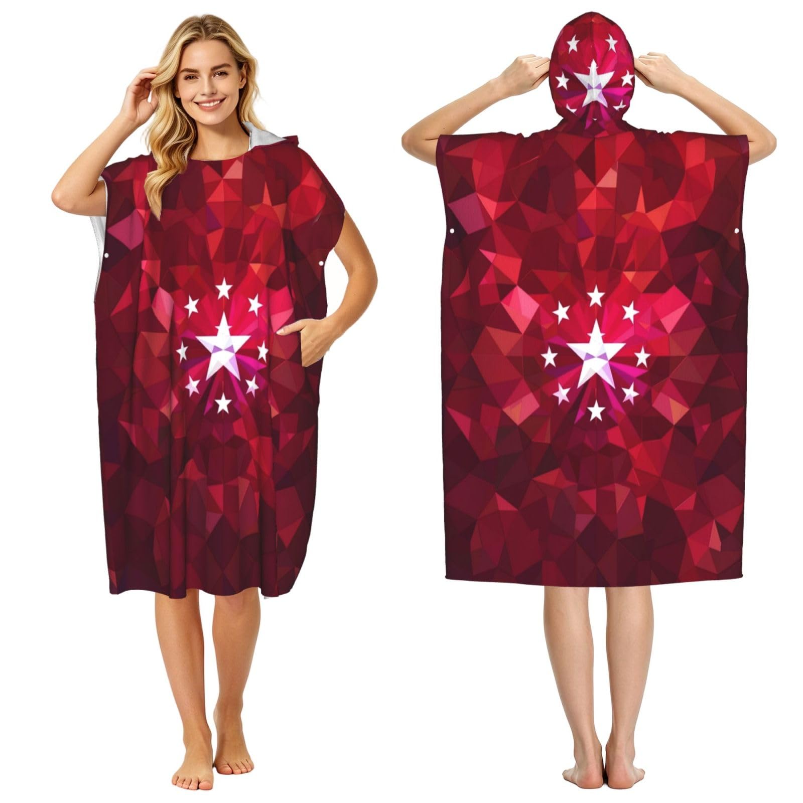 KLGRTJHK Arkansas State Flag Adult Hooded Beach Poncho Towel 43"X35"