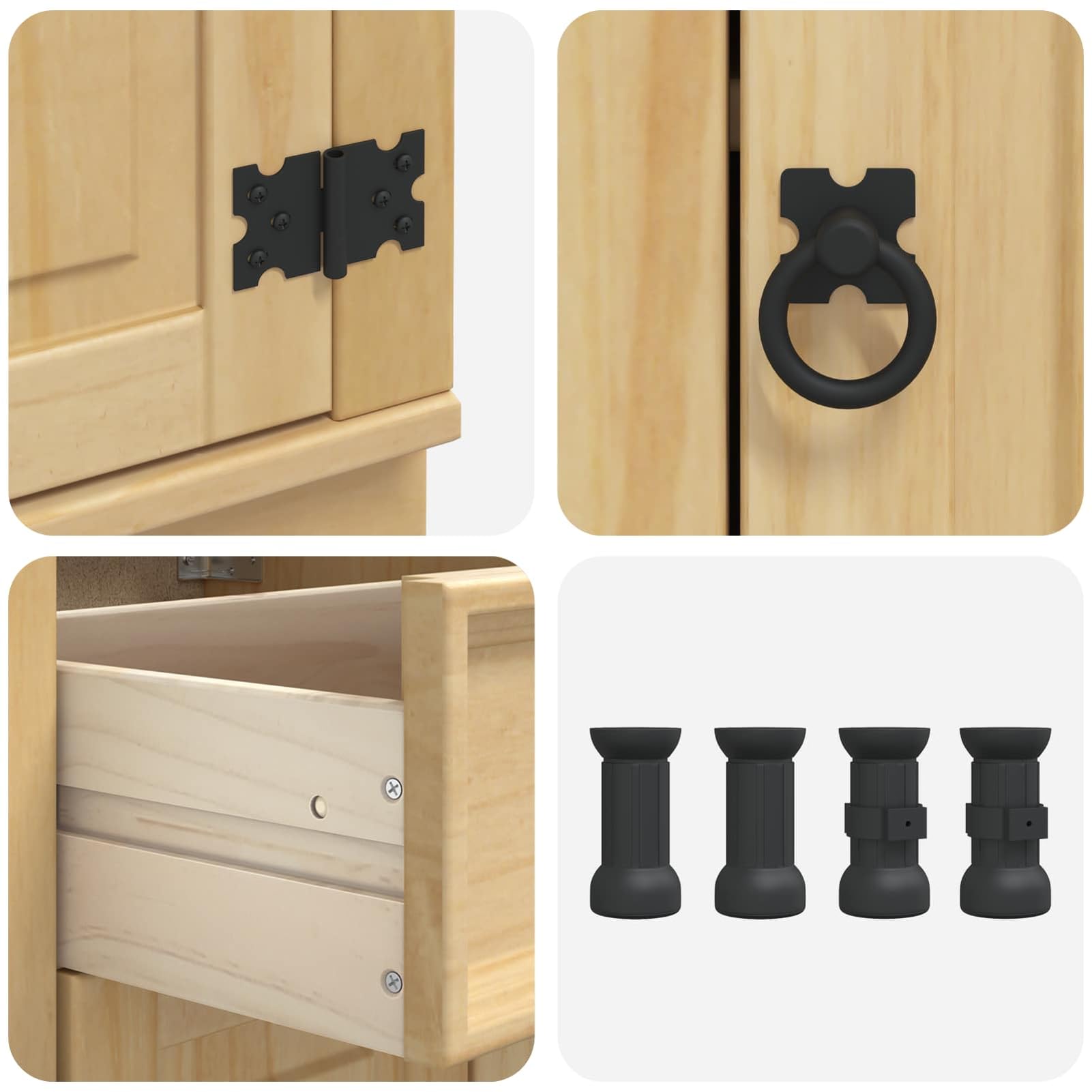 Homgoday Eleganter Kiefernschrank mit rechteckiger Form und viel Stauraum für Wohnzimmer und Esszimmer Model42007561