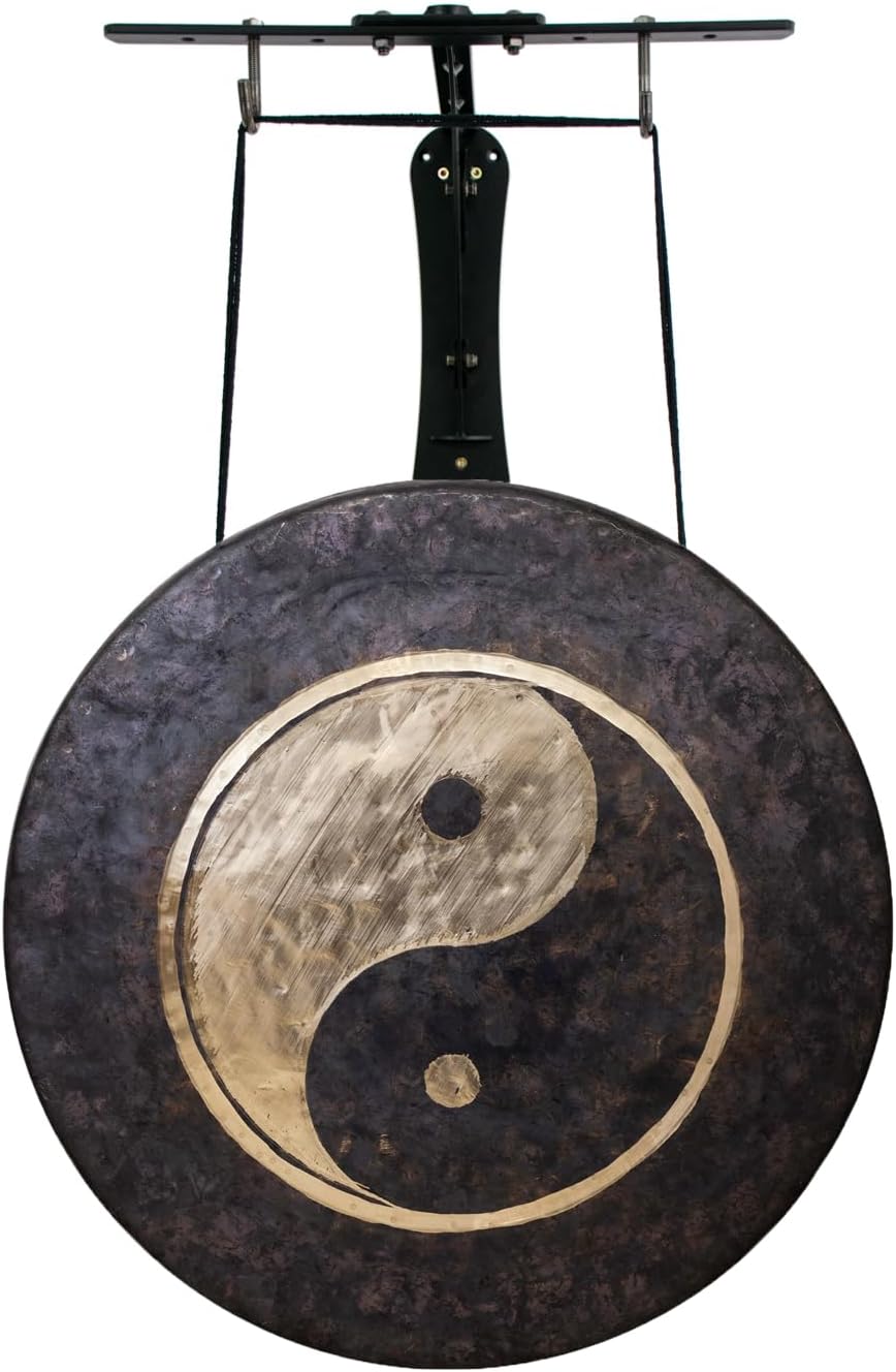 22" to 26" Taoist Moonlight Gongs on Stands - Includes Gong, Stand, & Mallet/Yin & Yang/Perfect for Meditation & Sound Healing