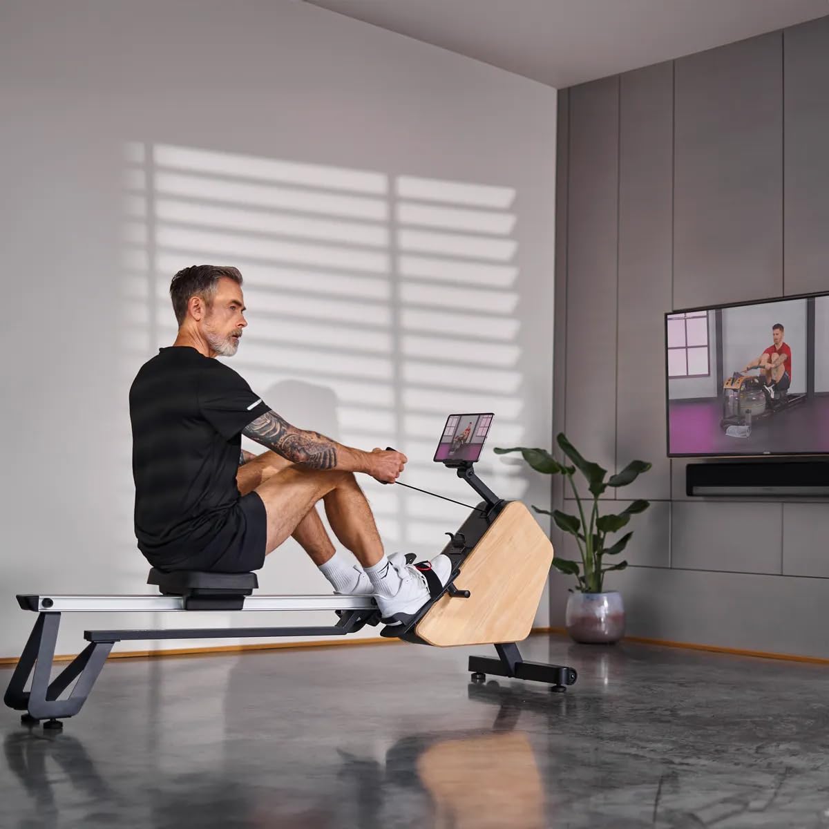 HAMMER Rudergerät RowTech NorsK, edles Holz-Design, 20 Programme, innovativer Rudergriff