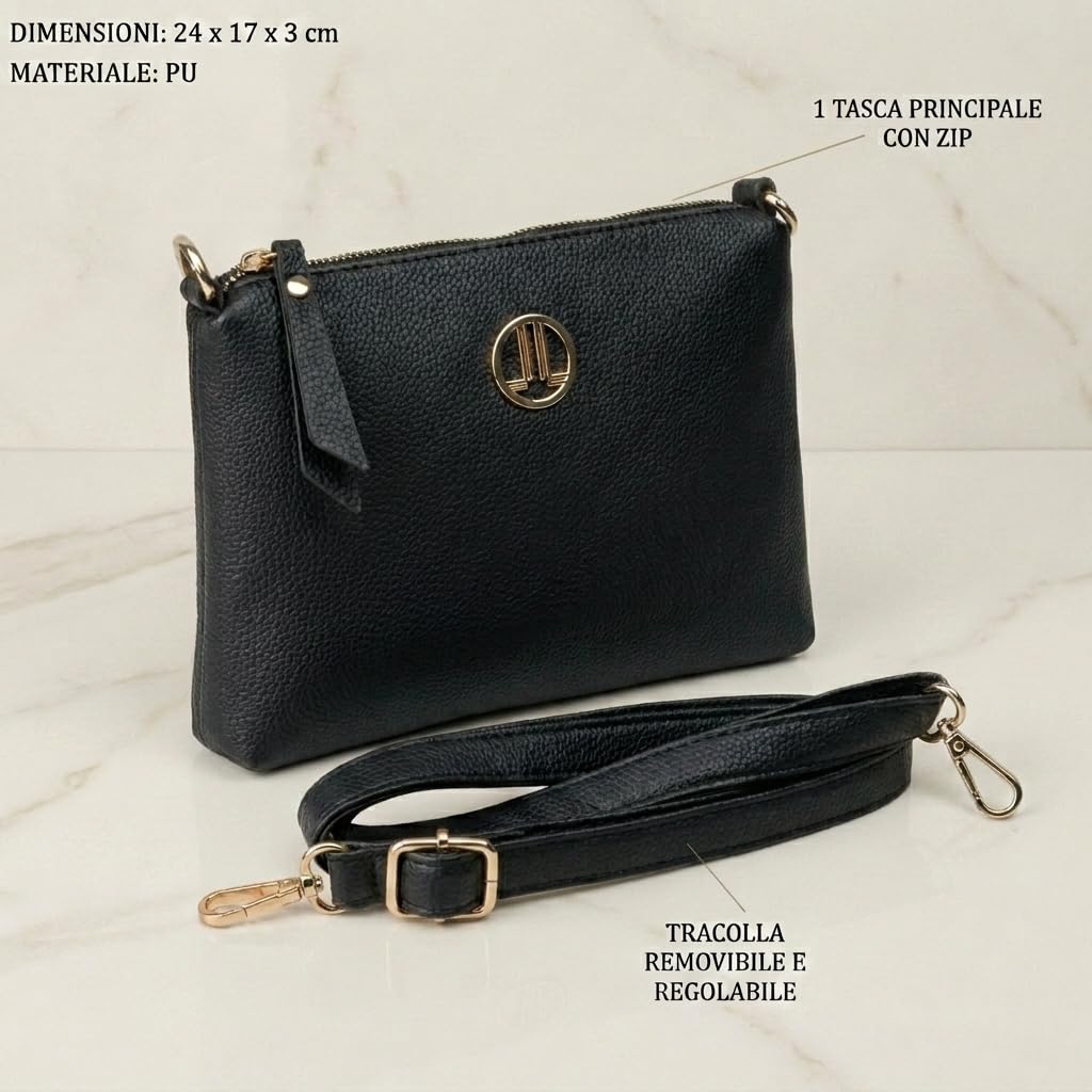 LANCETTI Borsa Donna in PU, Borsetta Zaino con Chiusura a Zip, Elegante