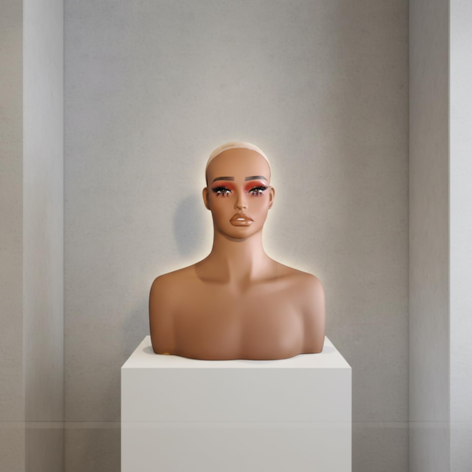 perfk Busto Expositor con Hombros Estable Busto Maniquí Cabeza Maniquí con Hombros para Peluquerías
