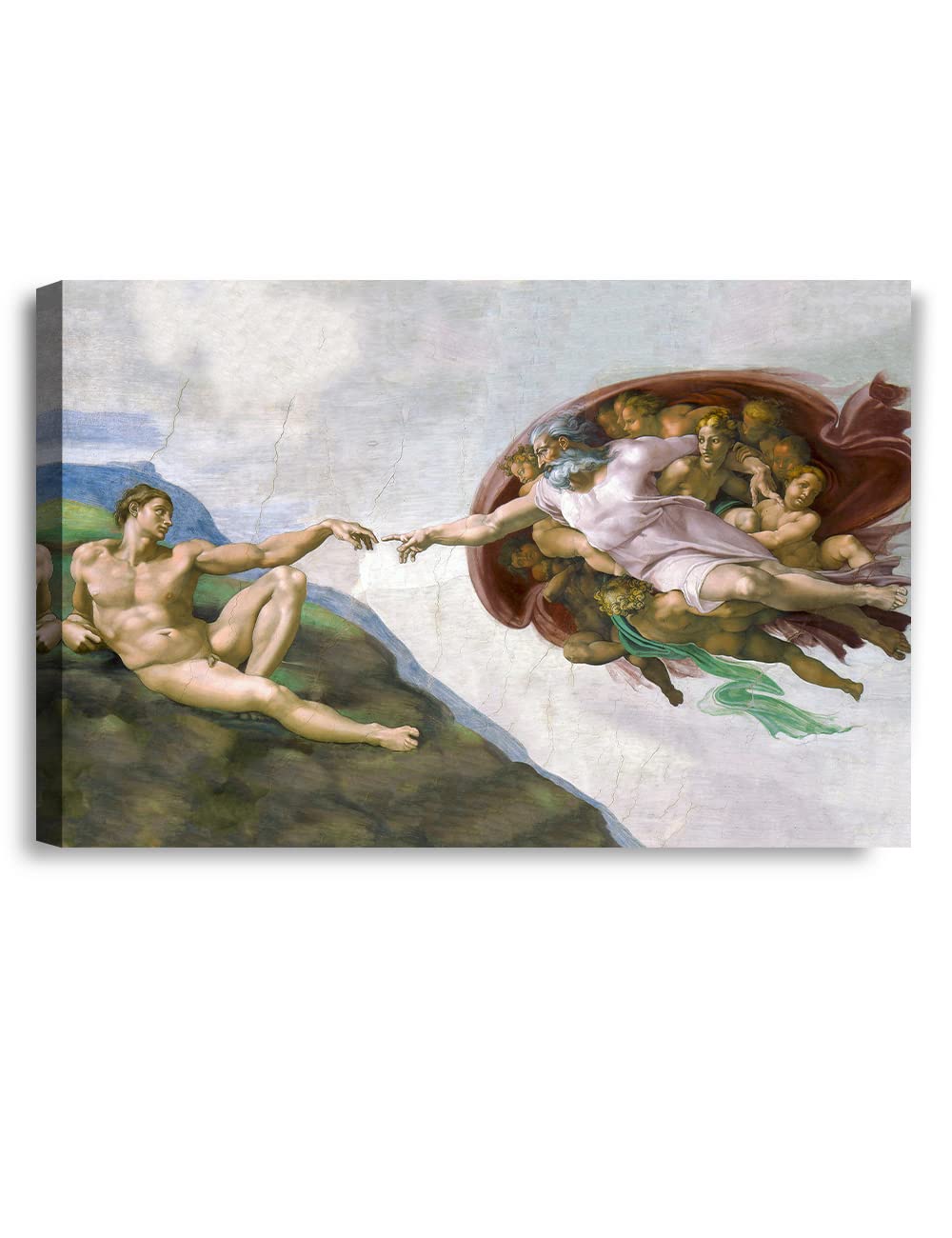 IPIC - The Creation of Adam by Michelangelo, Acid-Free Cotton Canvas by Giclee Prints and Stretched Canvas Art for Office Decor and Home Decor. 36" W x 24" H