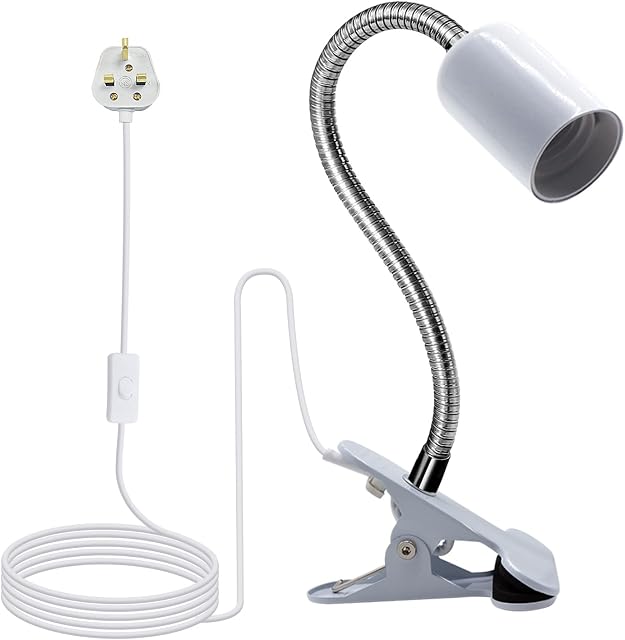 Clip on Lamp,Clip on Reading Light with Metal Clip Base,220CM Clip on Bedside Light,9MM&350MM Thickened Lengthened Gooseneck E27 Lamp Holder,E27 Clamp Lamp for Reading Plant Growth Fish Tank Light