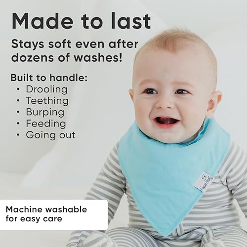 Miniatura 3 de Copper Pearl Paquete de 4 baberos de algodón suave para babeo y dentición, baberos absorbentes para bebés niñas y niños, ajustables para adaptarse a