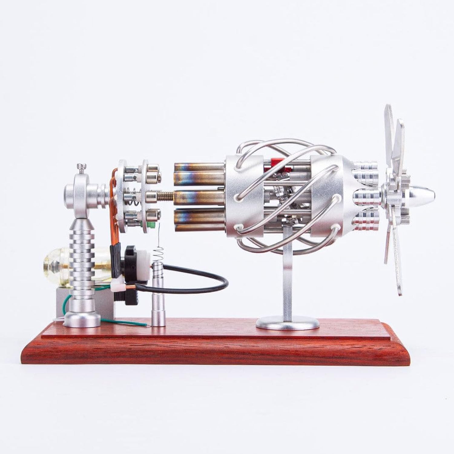 Silnik Stirlinga DowPie z 16 cylindrami i płytą wahliwą, precyzyjnie obrobiony model silnika cieplnego, idealny dla miłośników maszyn i entuzjastów fizyki. Stainlesssteel