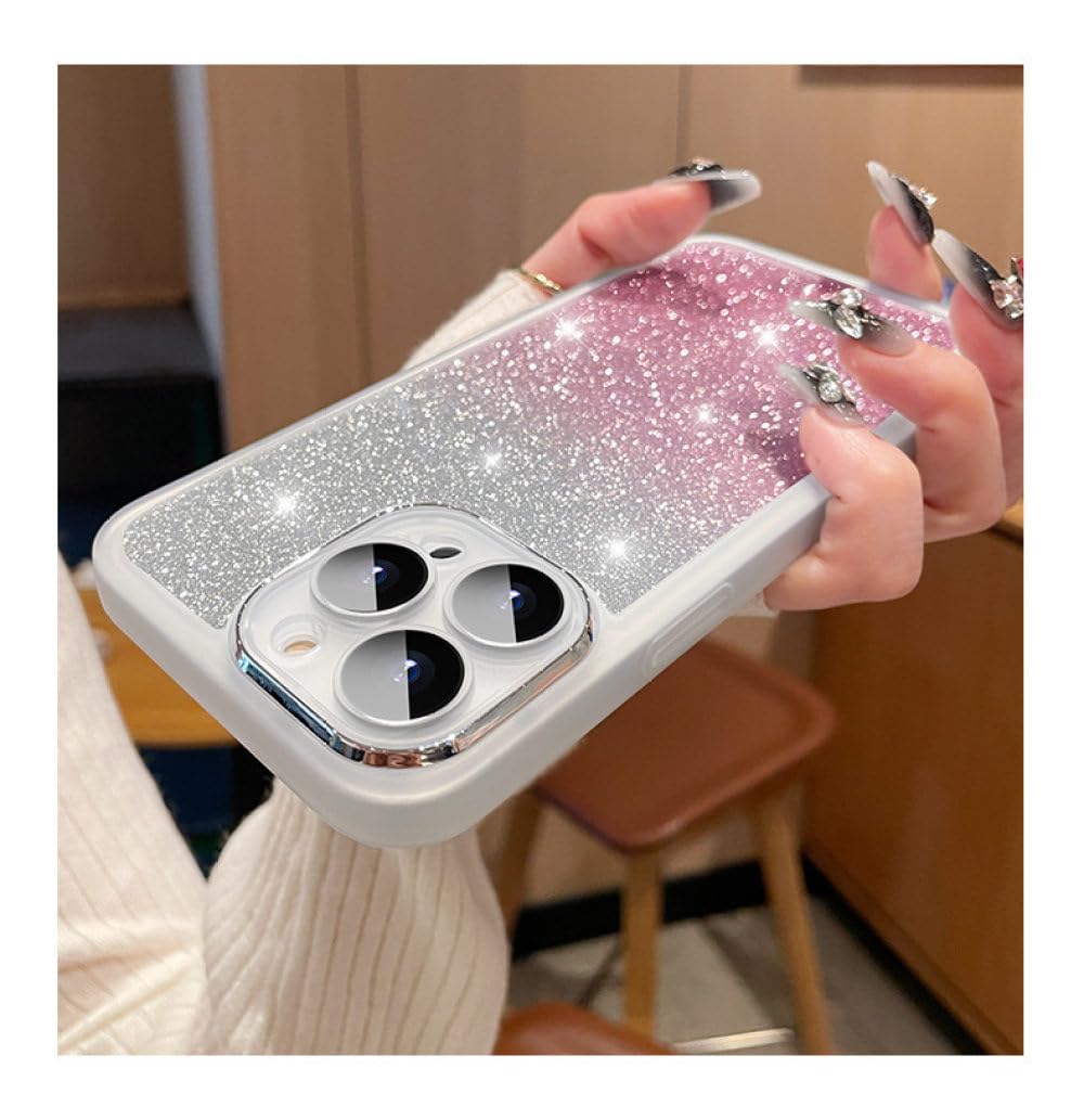 Coque antichoc à paillettes pour iPhone 14 et 15 silicone souple blanc
