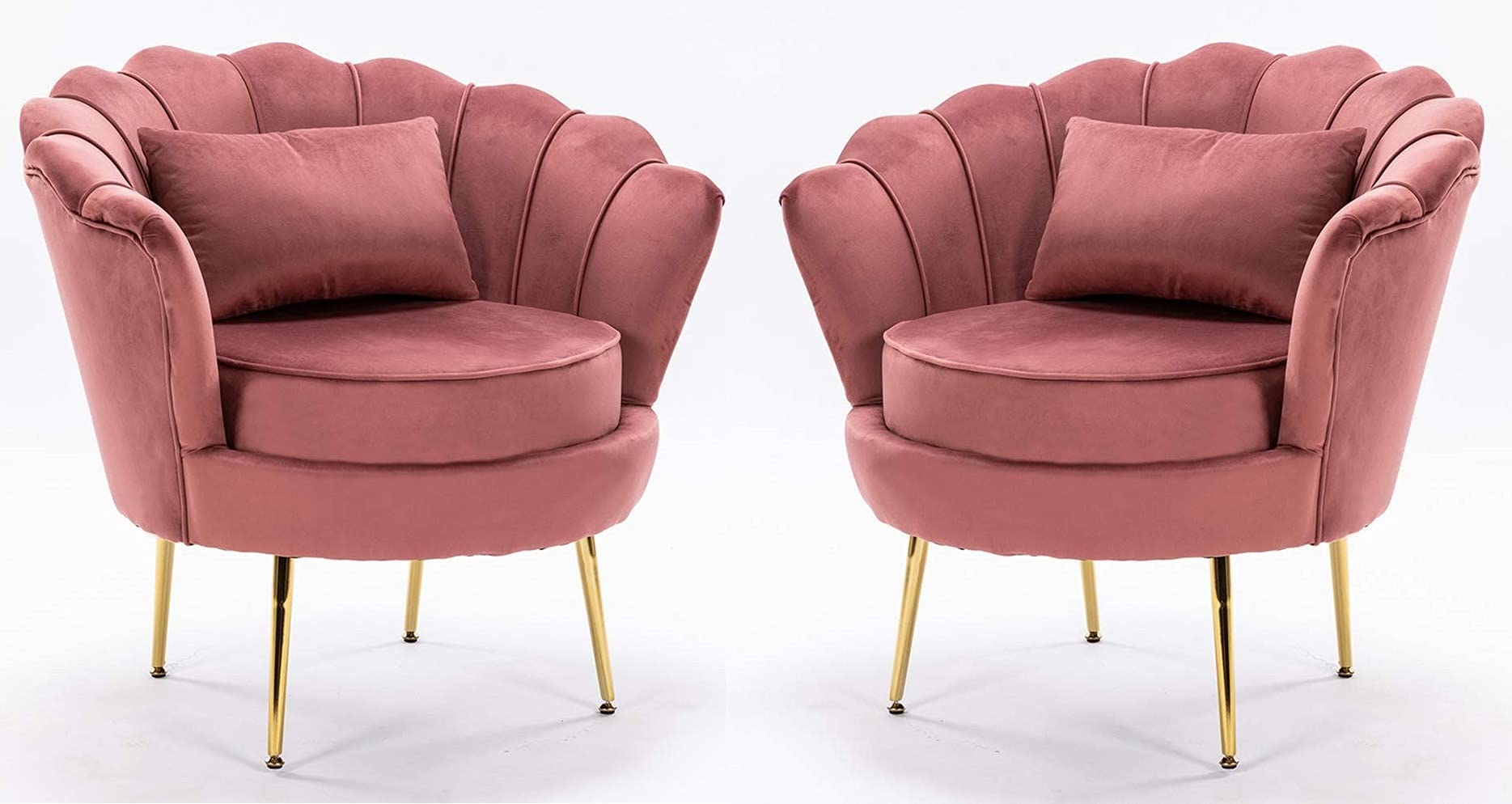 Sofa Set T&T Co. Single Living Room Vintage Velvet Fabric Tub Armchairs with Metal Leg Armrests Lounge Accent Chairs Arm Chairs Stylish 3X Comfortable Royal & Luxury (1 Seater - Set of 2, Coral)-image-4