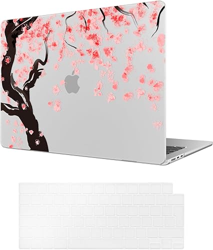 Funda compatible con MacBook Air de 15 pulgadas 2023 (Modelo MacBook Air 15.3 A2941 M2 Chip), carcasa rígida con funda para teclado, flor de cerezo