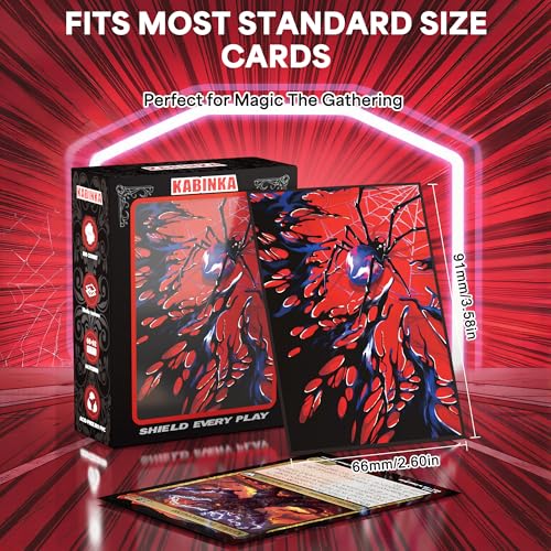 Image of Kabinka MTG Card Sleeves -Spider 100 Standard Size Pack Clear Front & Matte Finish Back MTG Sleeves for Magic The Gathering TCG