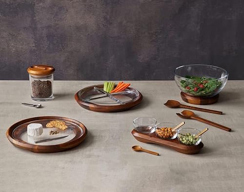 Miniatura 2 de Nambe Cooper - Servidor triple para condimentos, cuencos de vidrio, cuenco pequeño para servir guarniciones, salsas y aperitivos, cuencos de 4